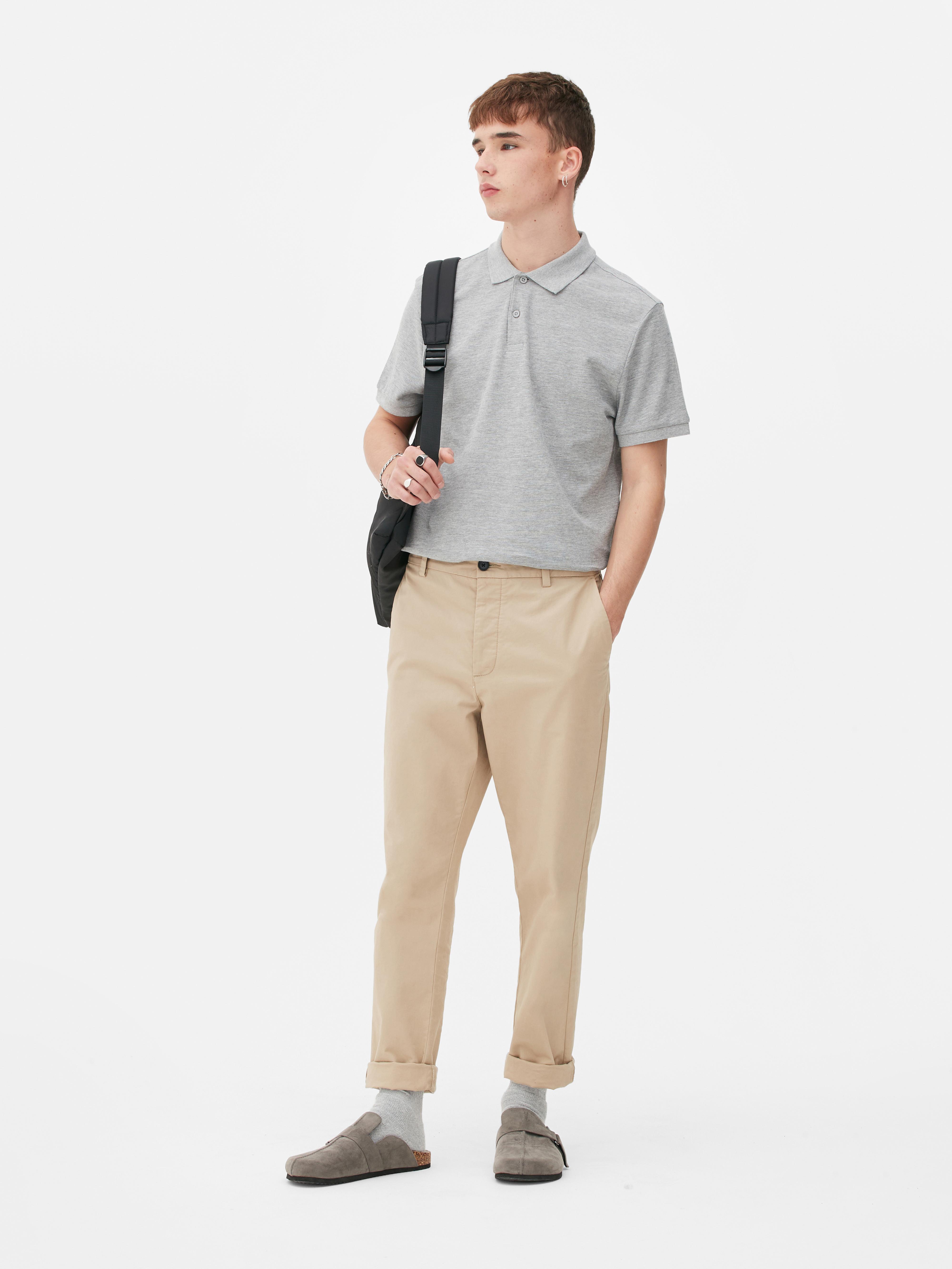 Grey dress pants with best sale polo shirt