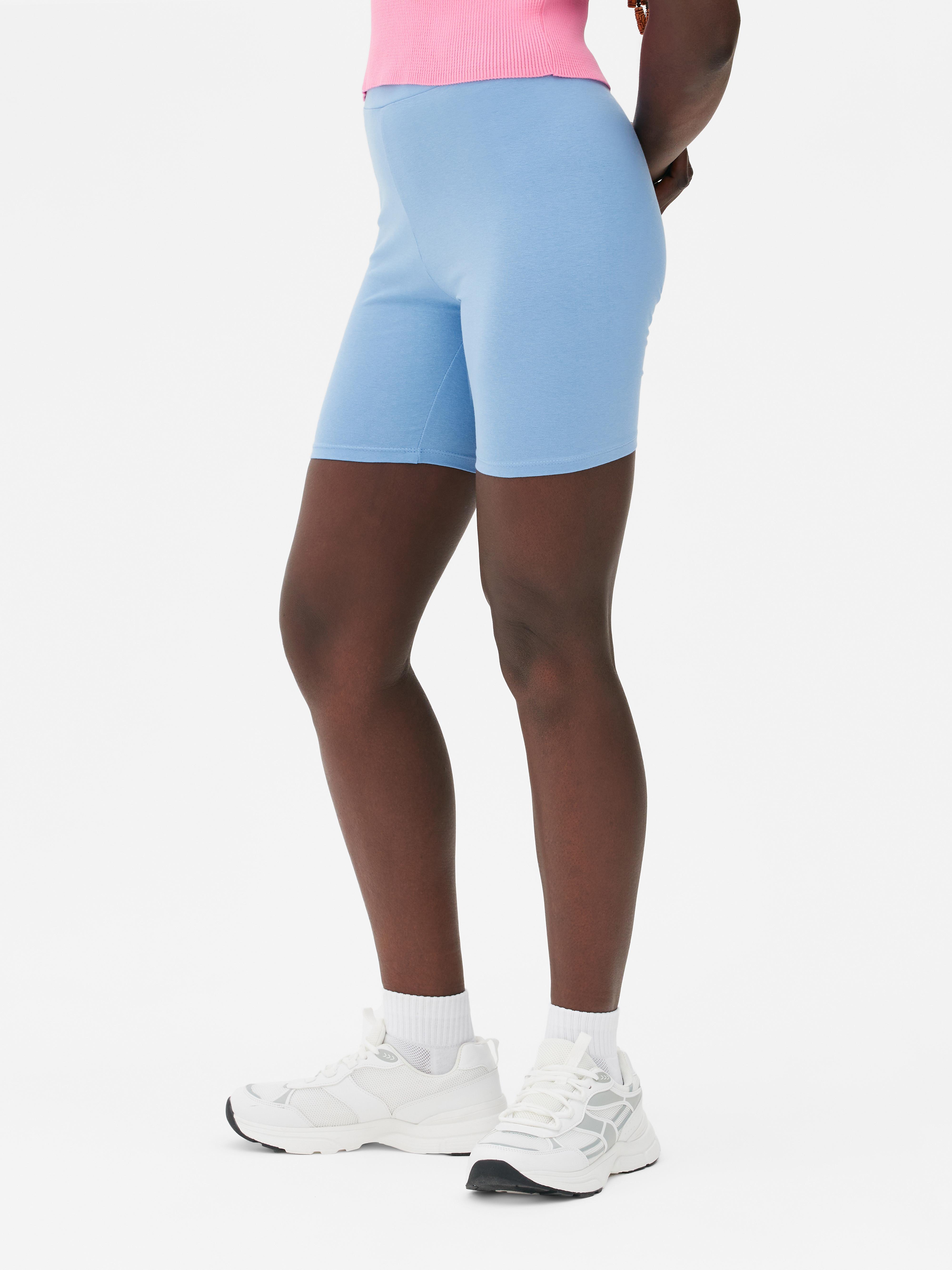 Womens Light Blue Cotton Cycling Shorts