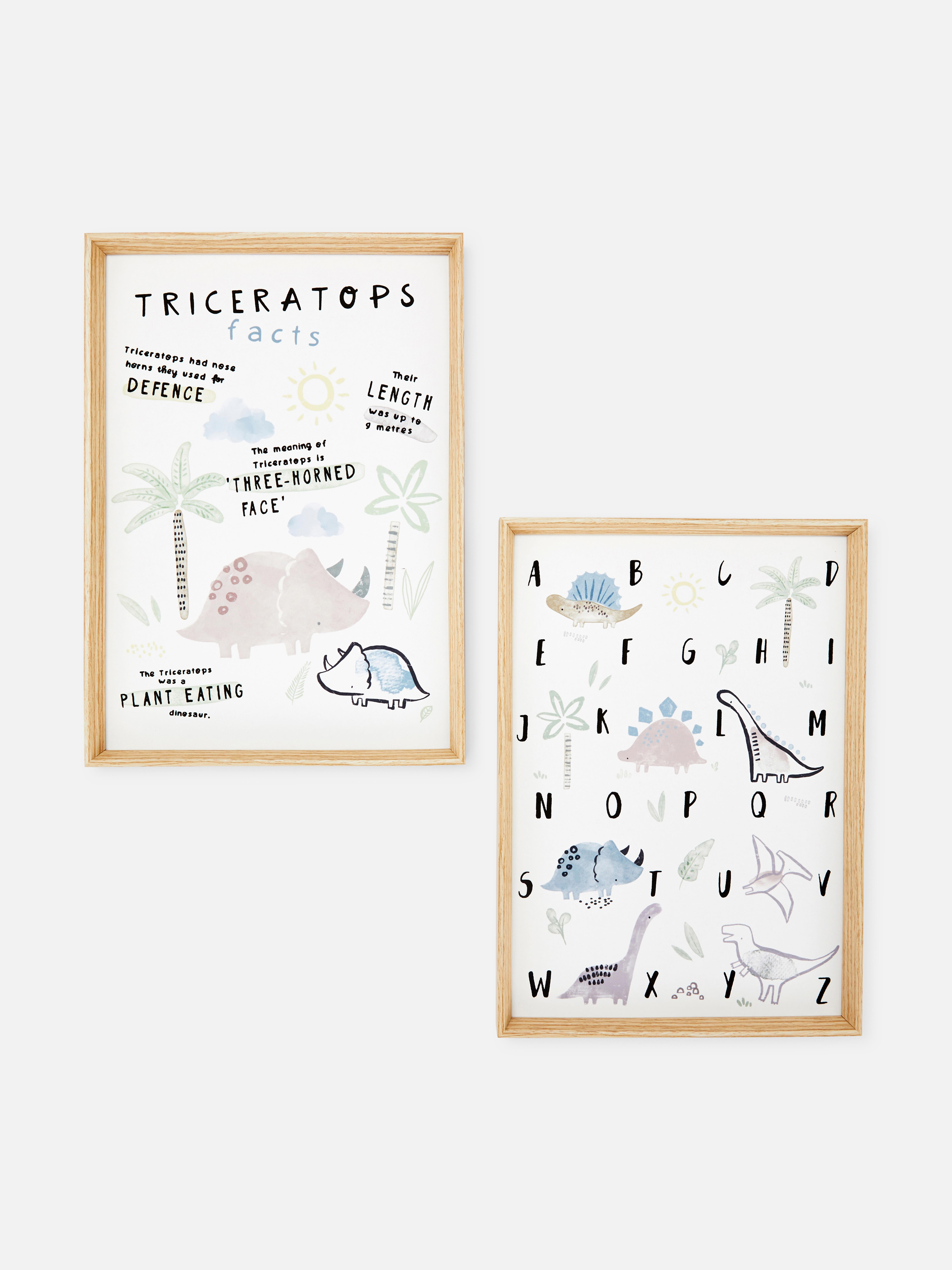 2pk Dinosaur Alphabet Graphic Wall Art