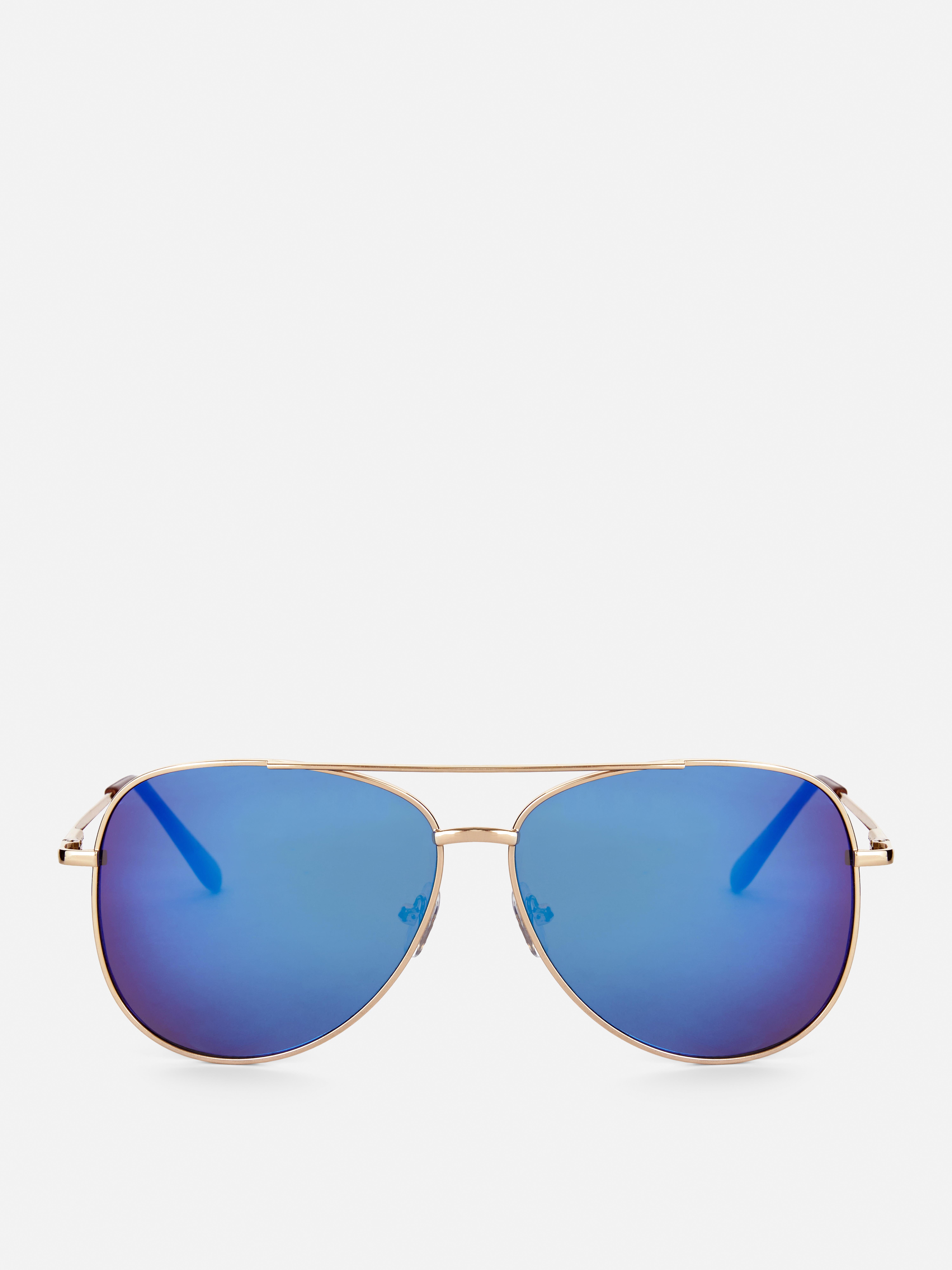 Metal Frame Round Sunglasses Blue
