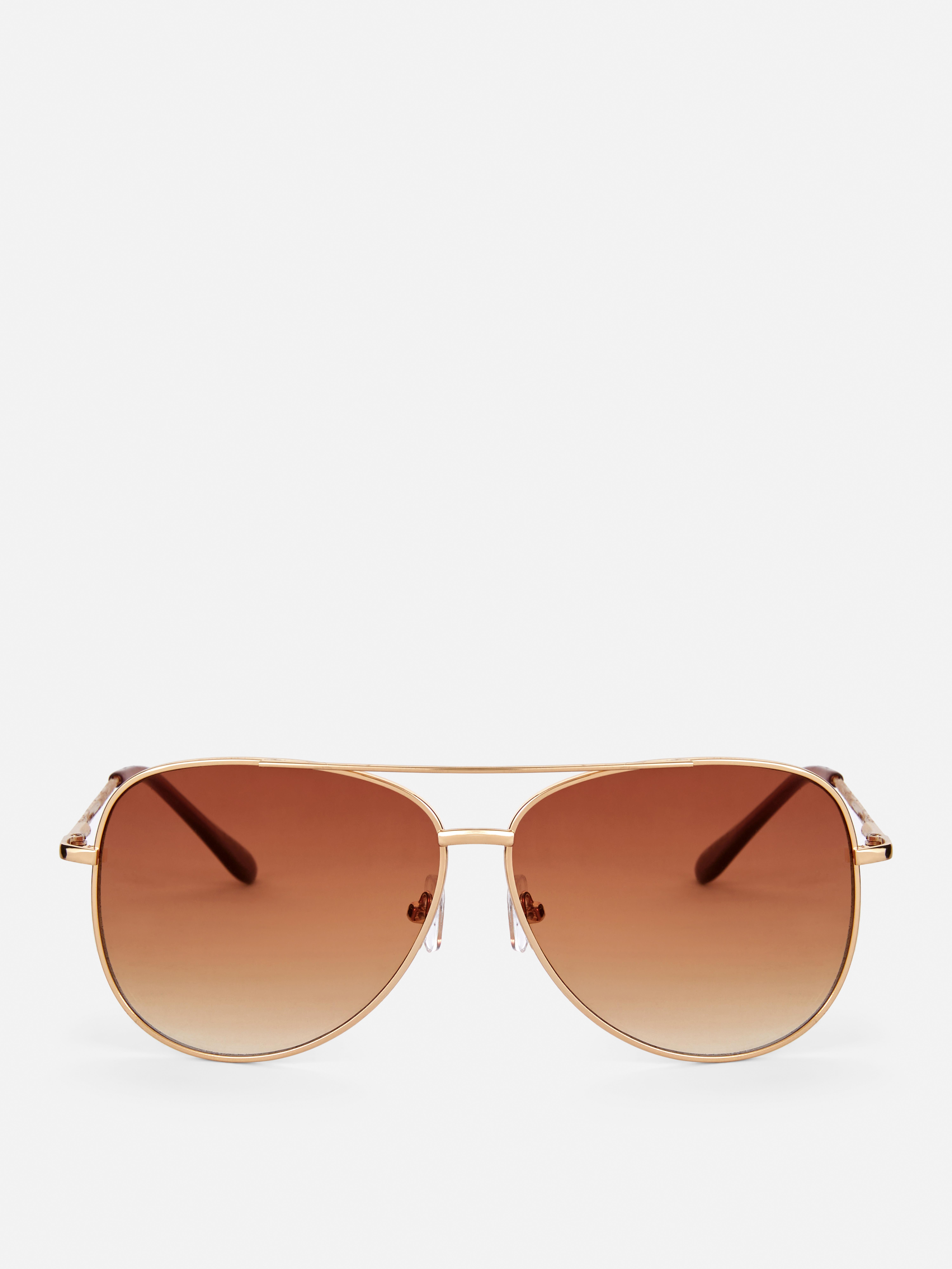 Metal Frame Round Sunglasses Brown