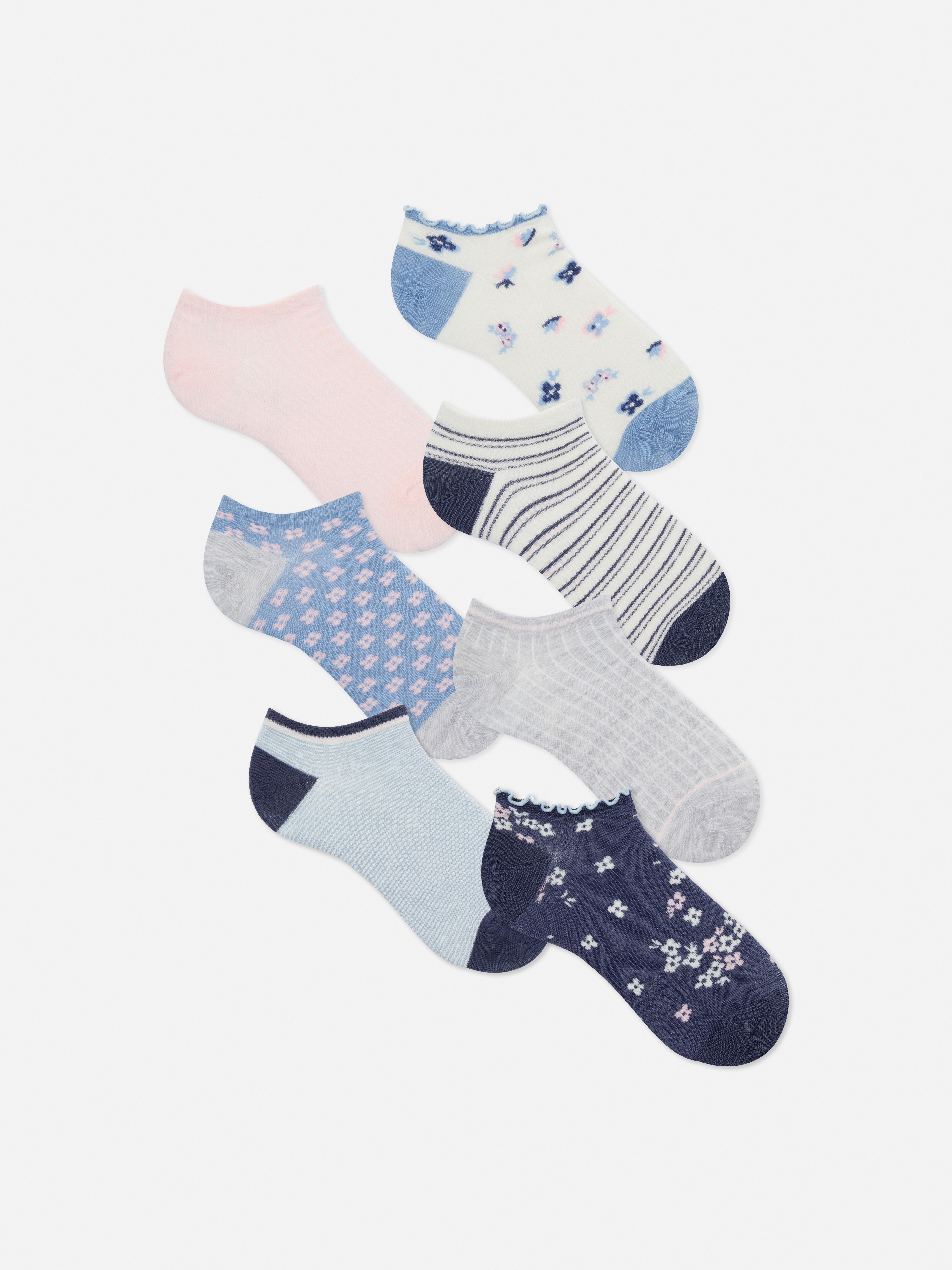5pk Patterned Socks Blue