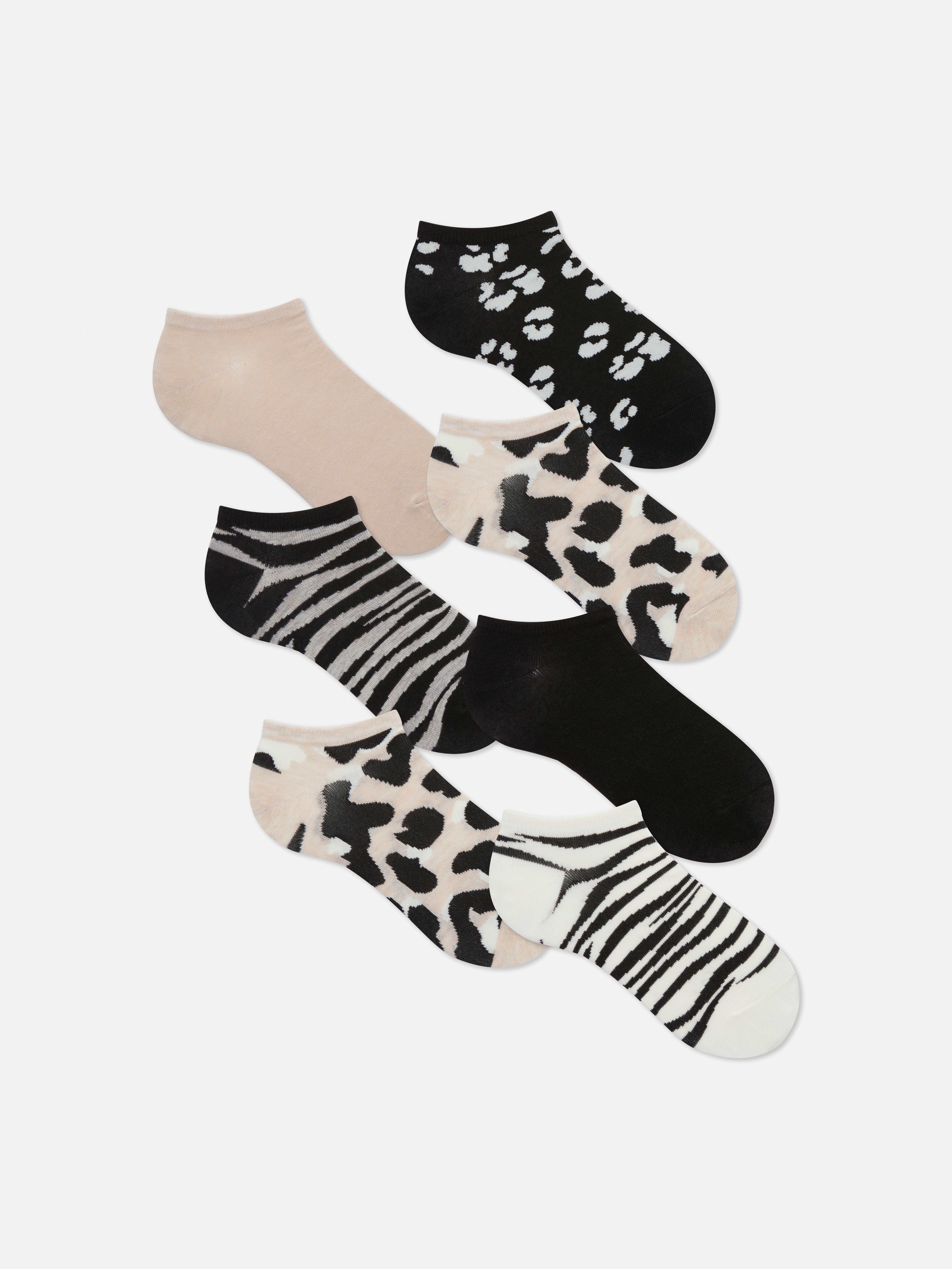 5pk Patterned Socks Black/White