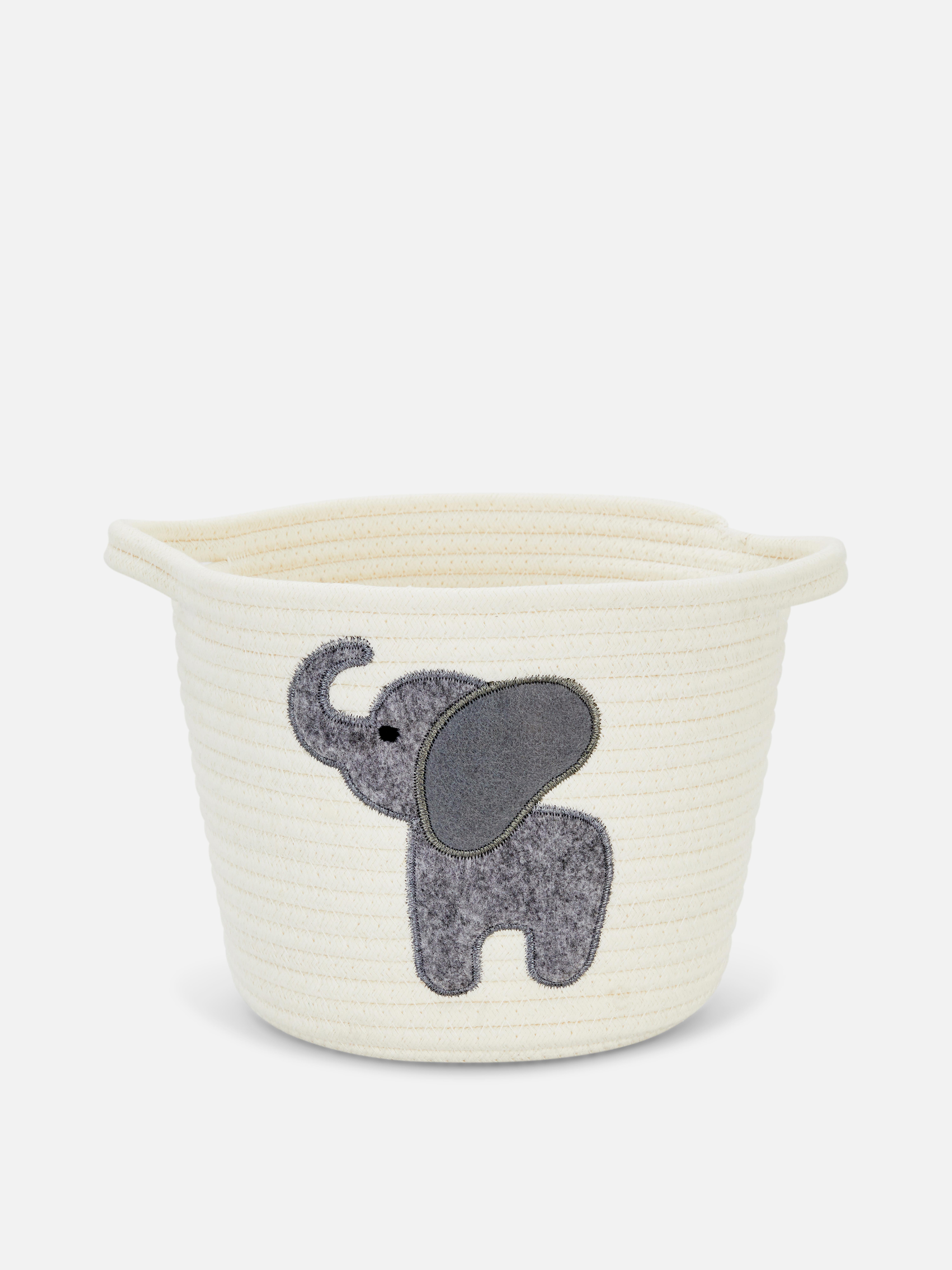 Elephant Woven Basket Grey