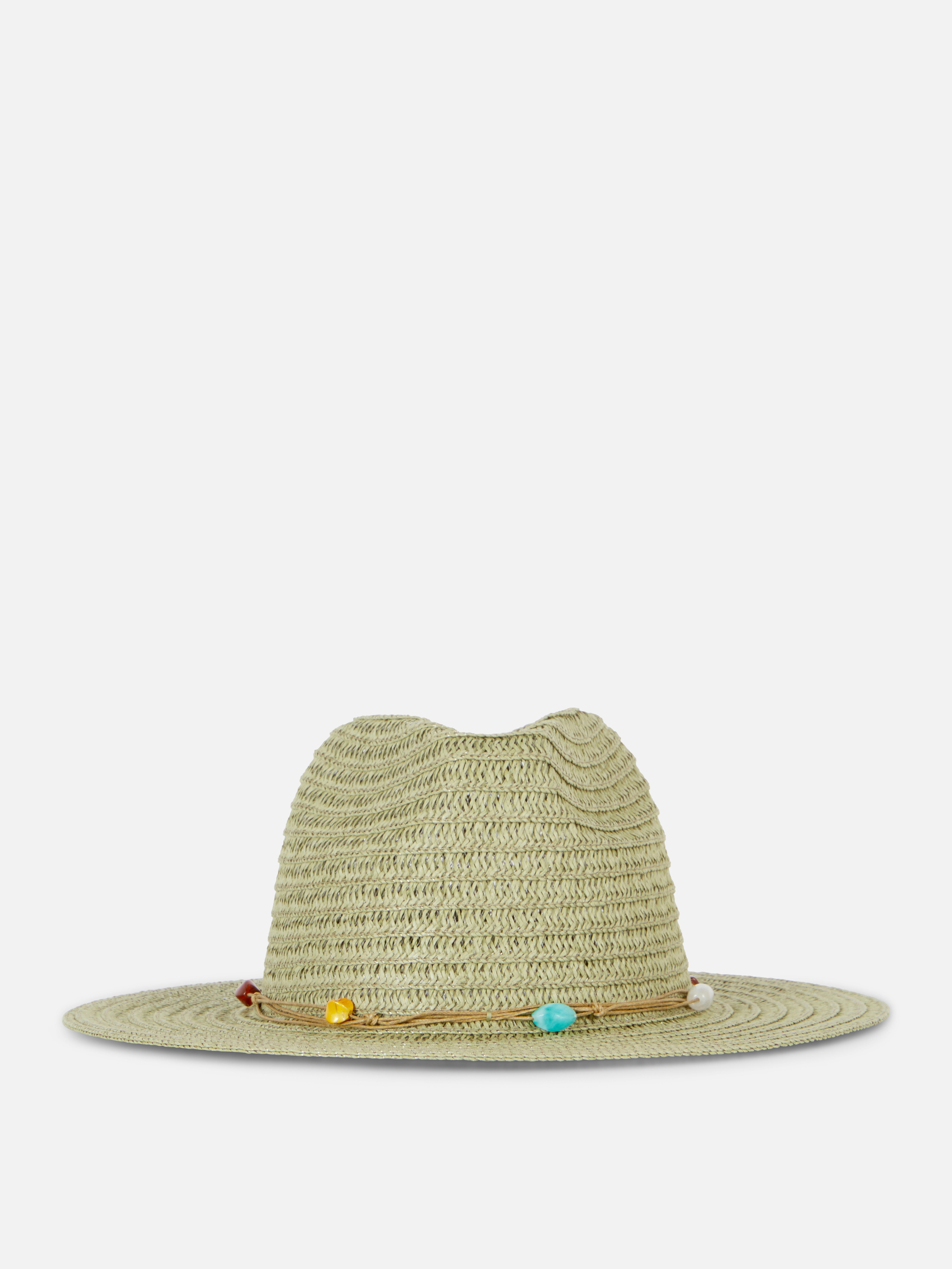 Embellished Trim Straw Hat