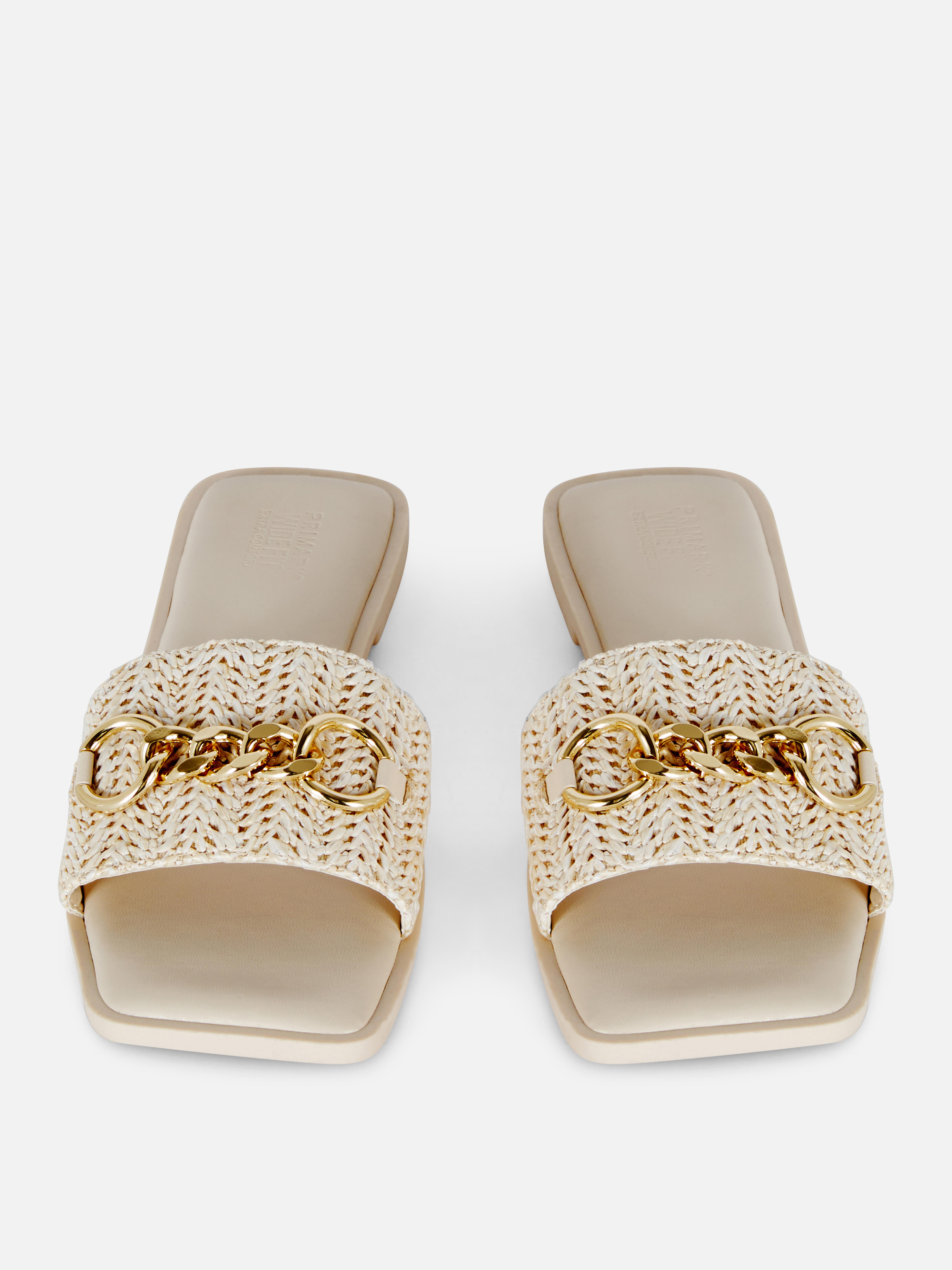 Wide Fit Chain Detail Mules