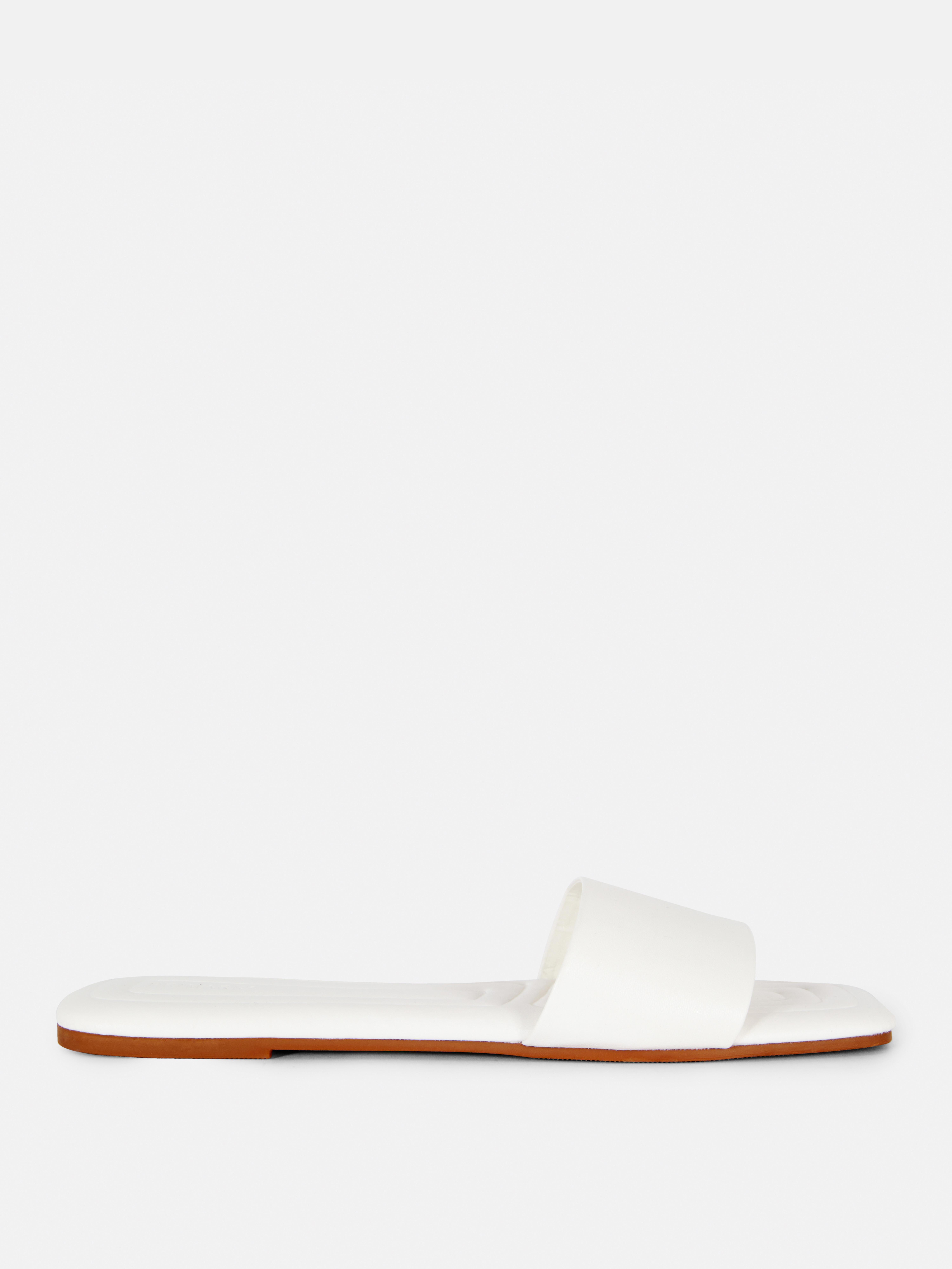 Faux Leather Mules White