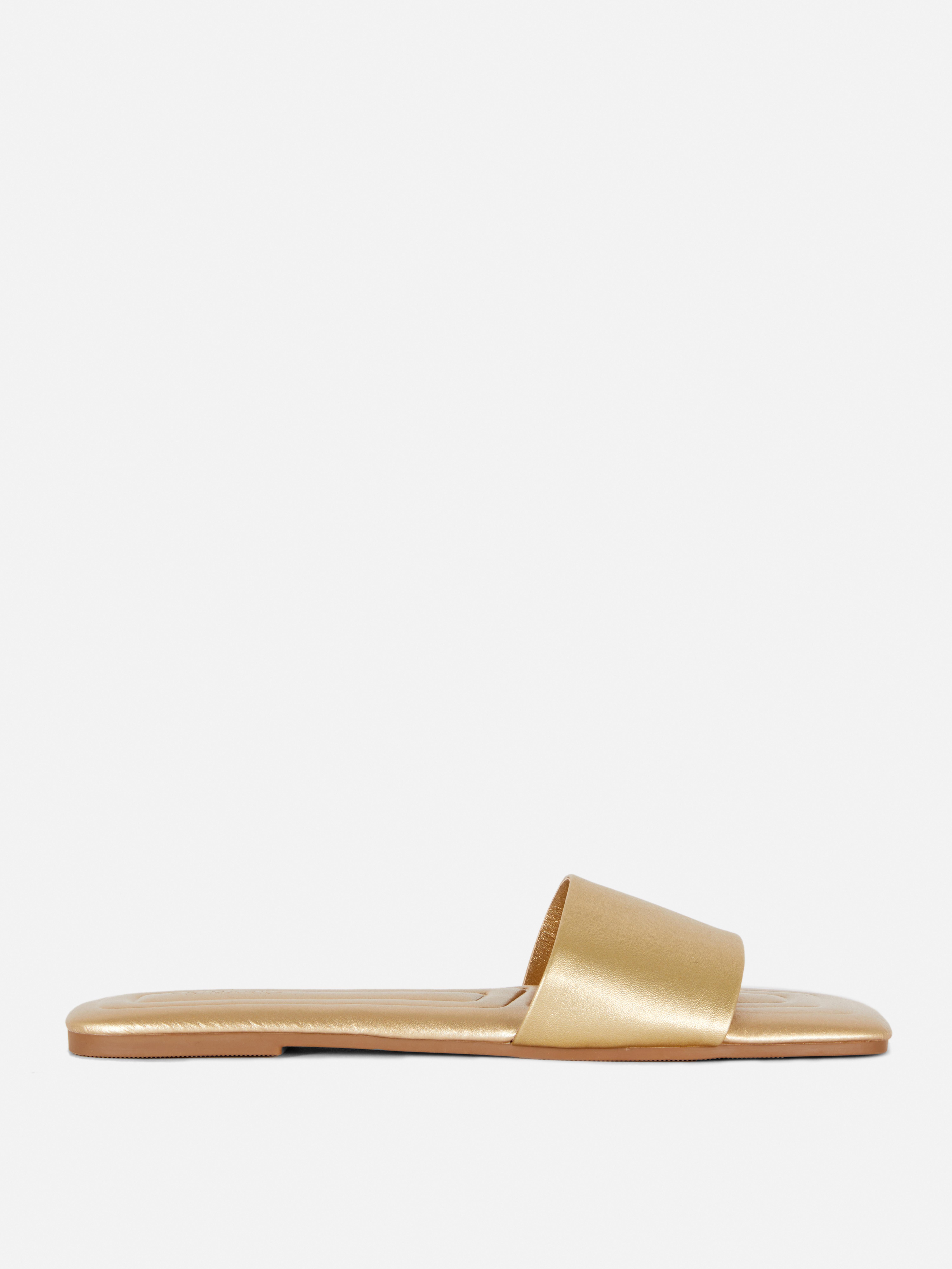 Faux Leather Mules Gold