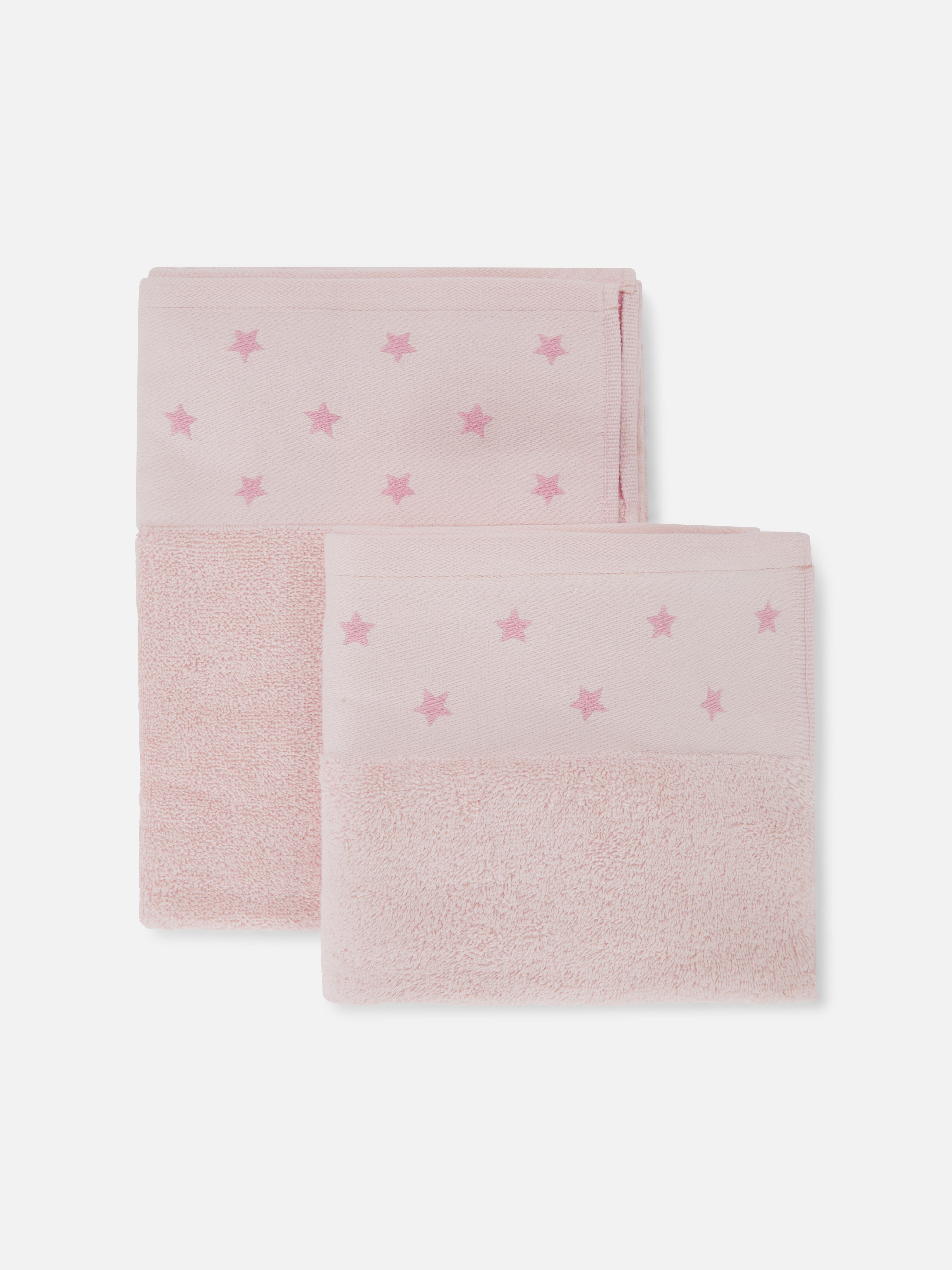 2pk Star Baby Towels Pink