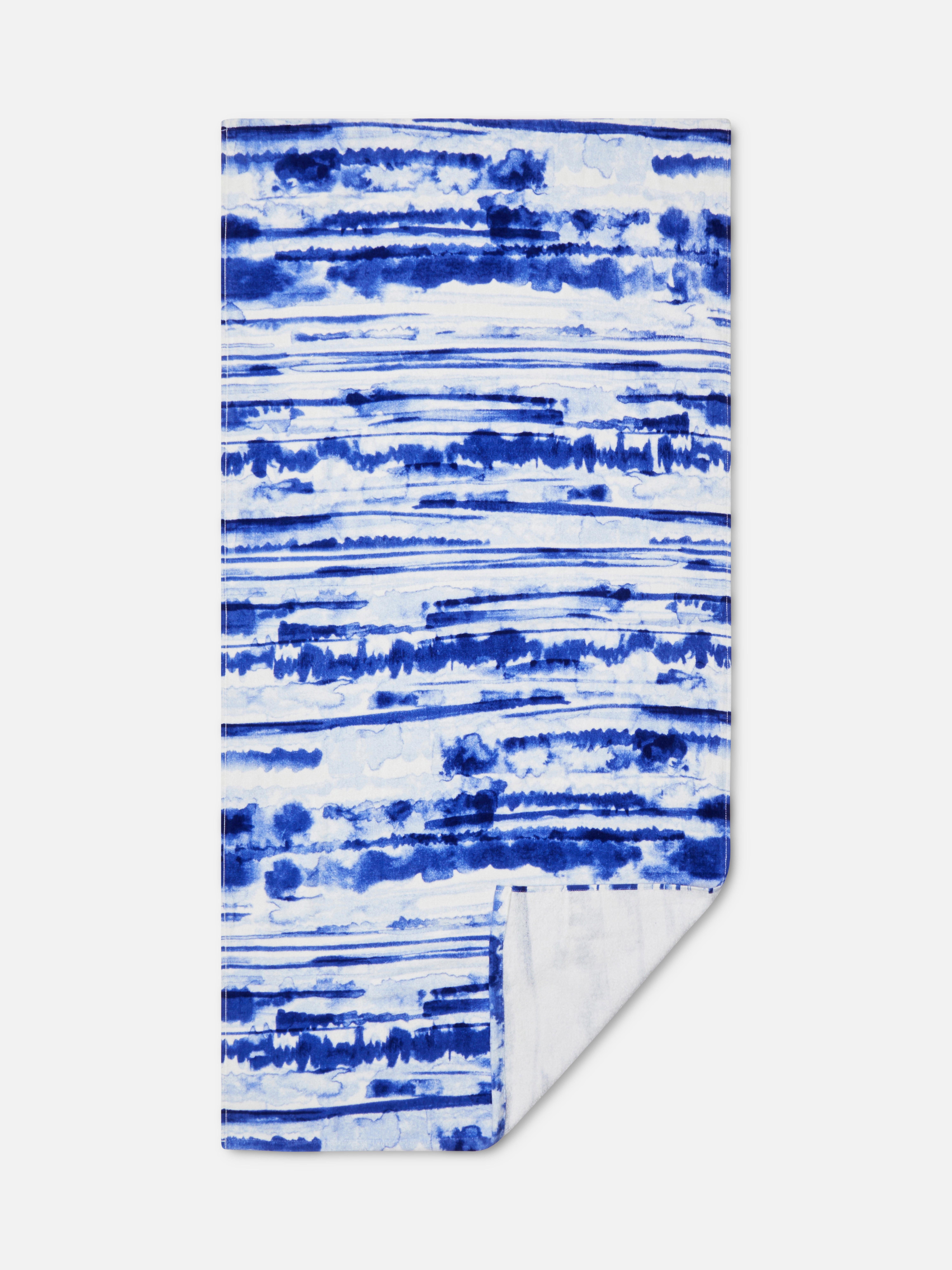 Printed Beach Towel Blue