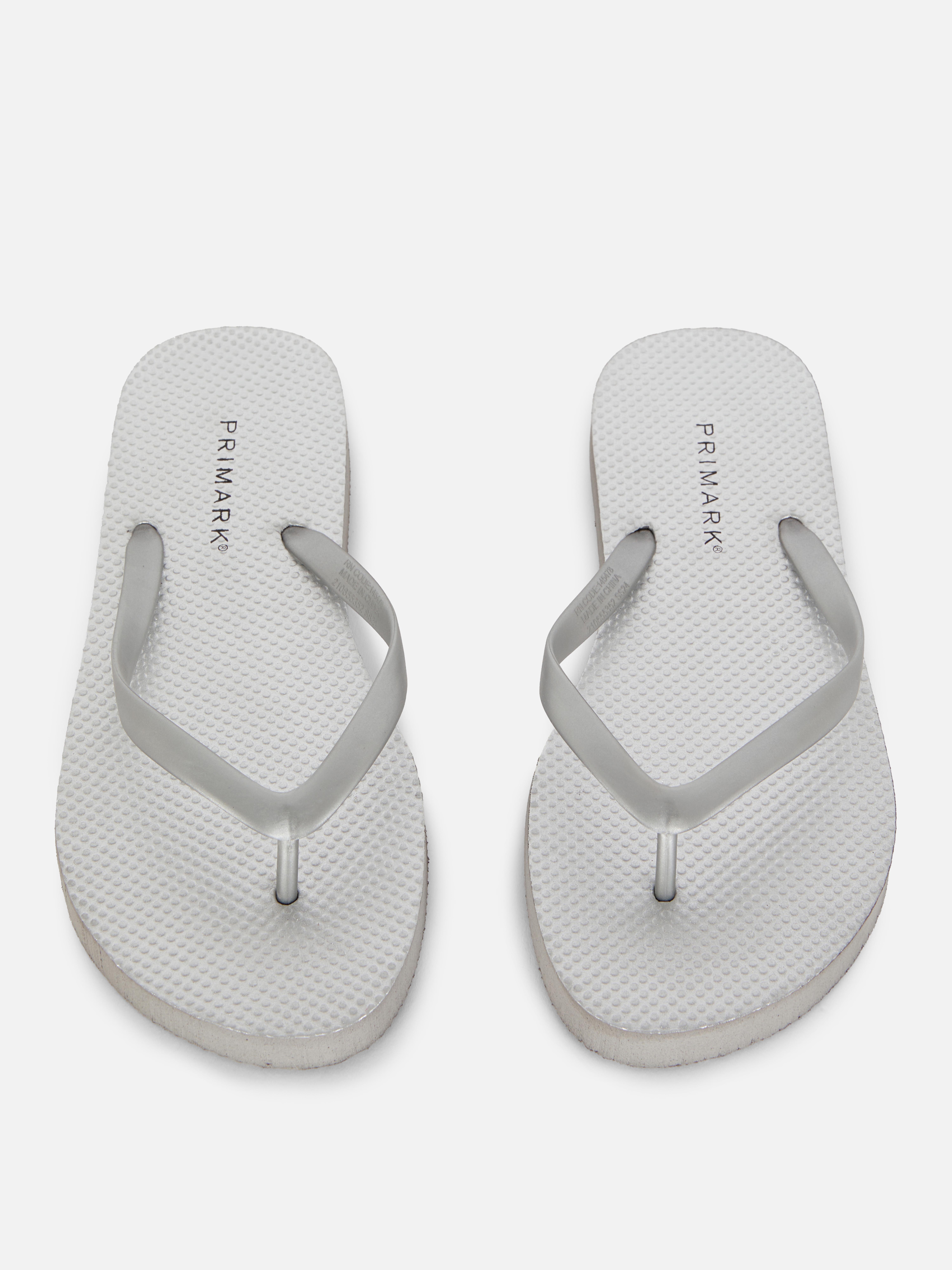 Women s Silver Essential Flat Flip Flops Penneys