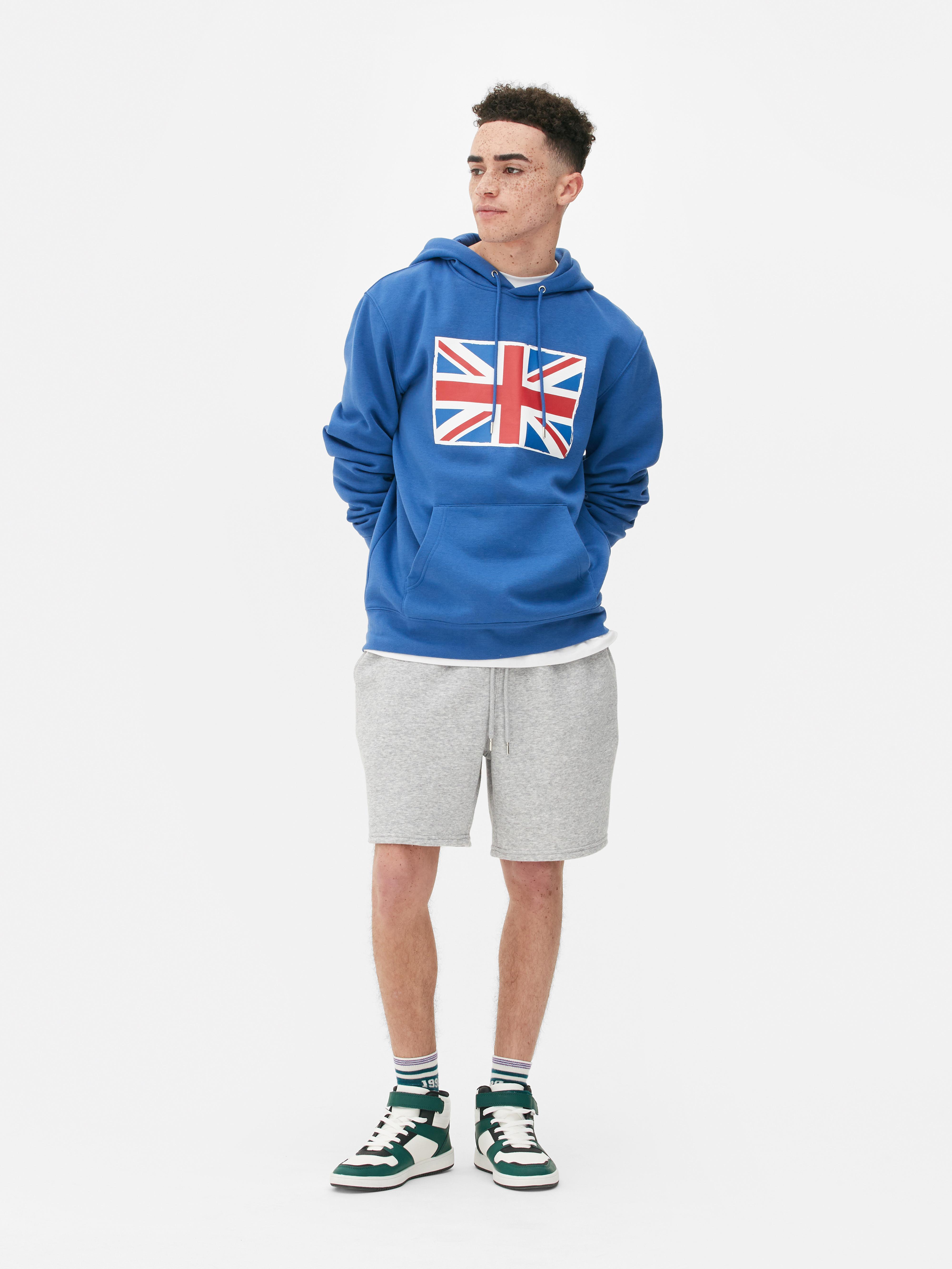 Loose Fit Printed Hoodie - Bright blue/flowers - Men