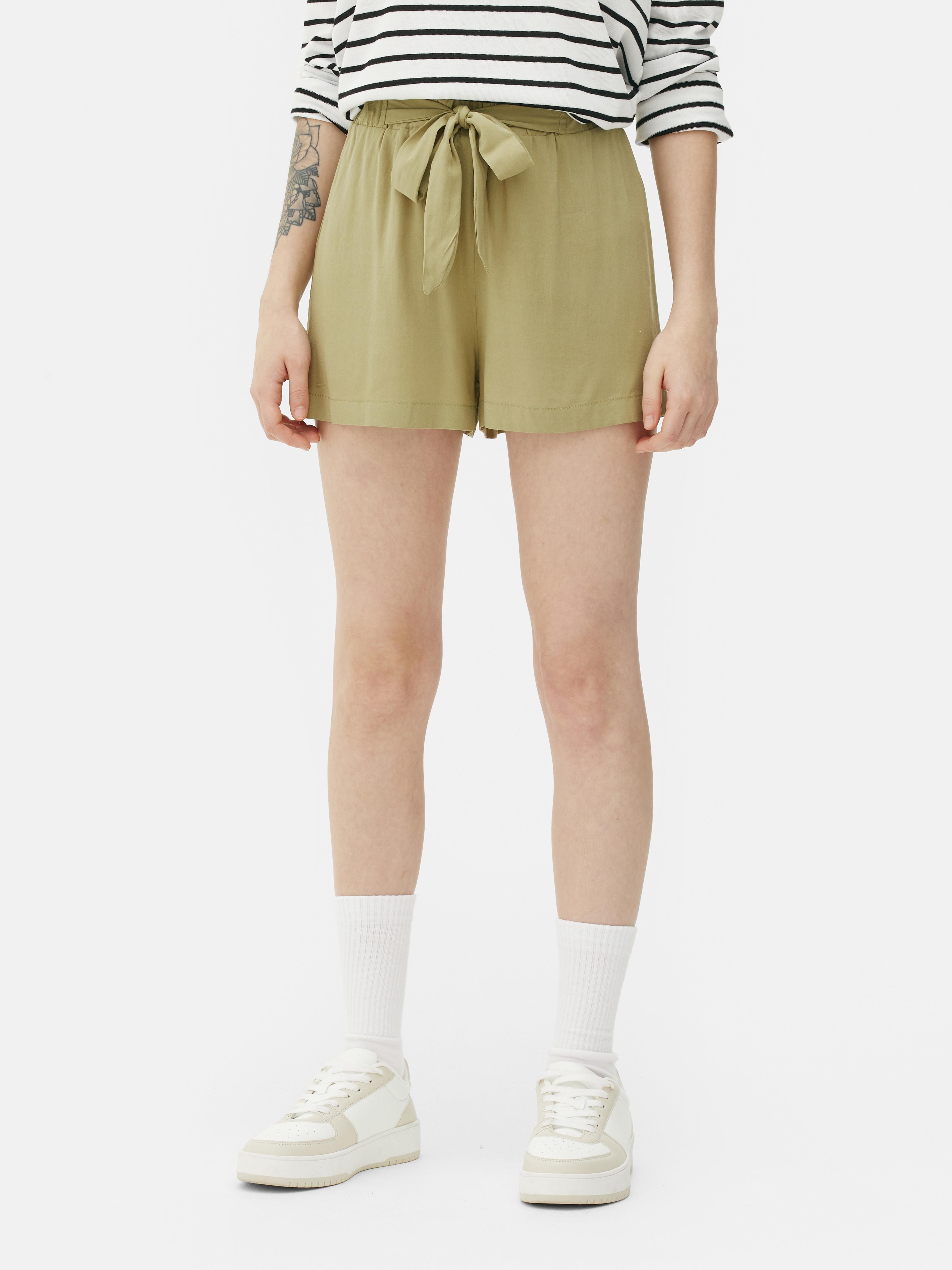 Tie front sale paperbag shorts