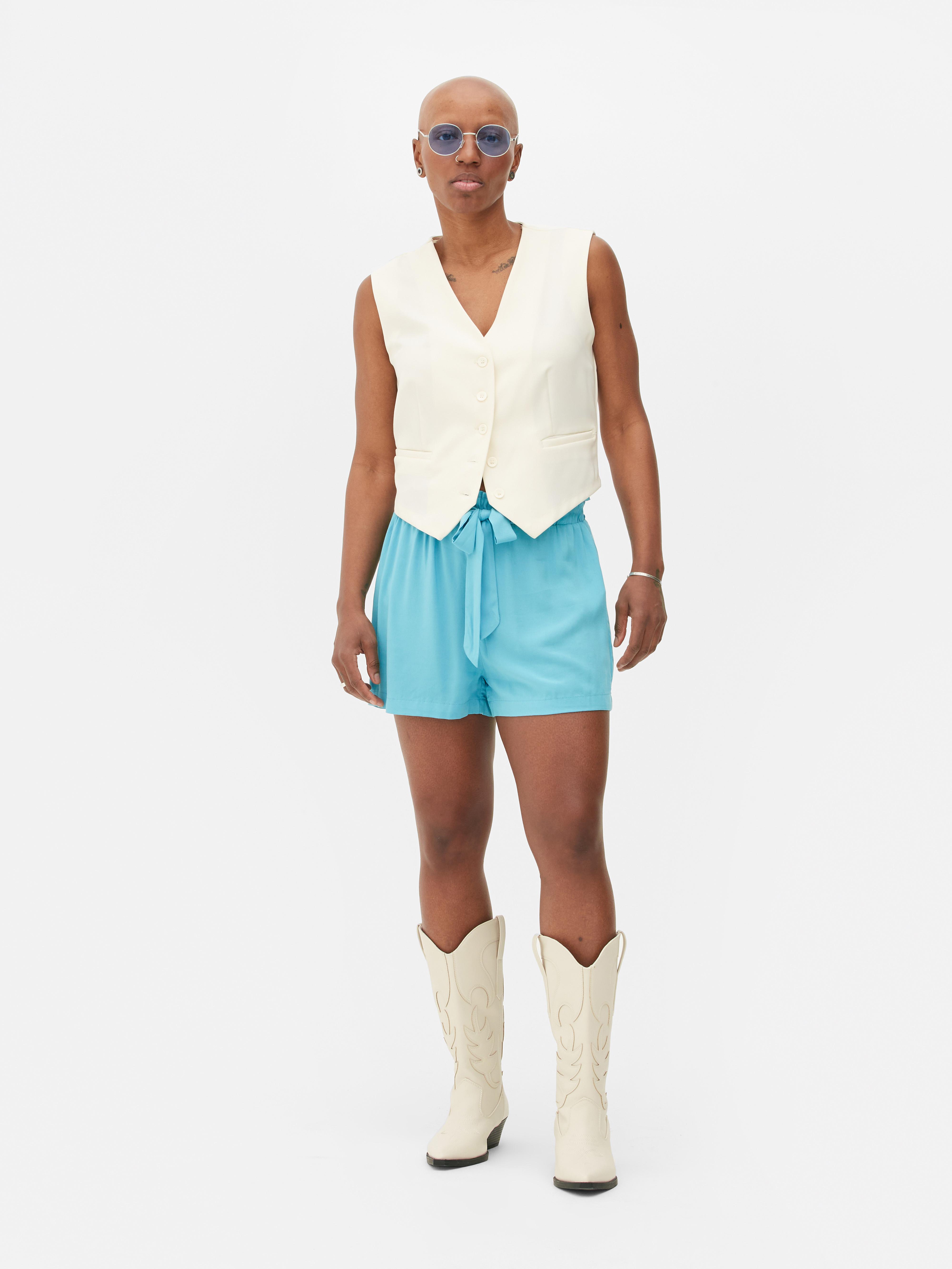 Tie Front Paperbag Shorts