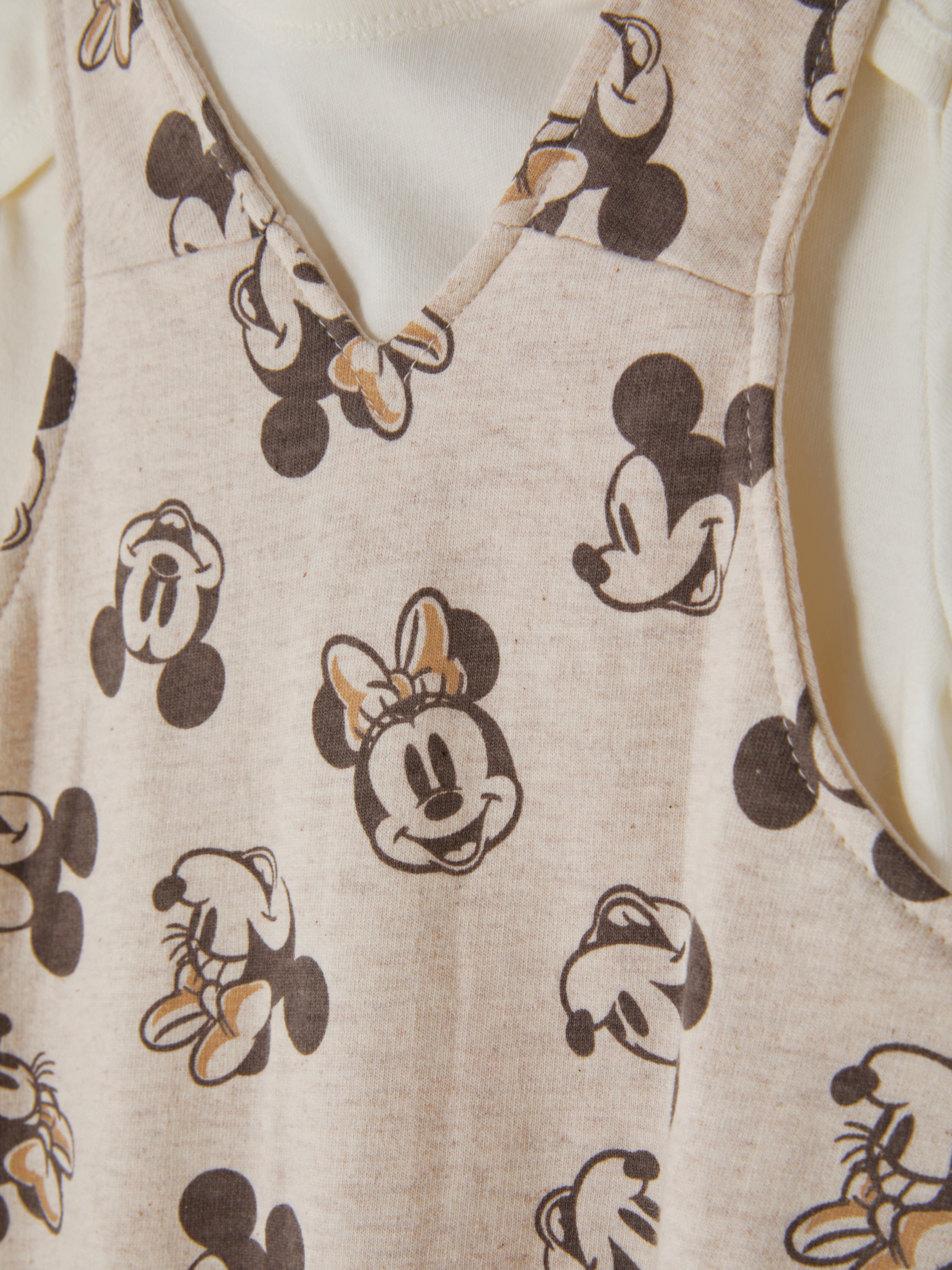 Disney's Mickey Mouse Retro Print Dungaree and Bodysuit Set