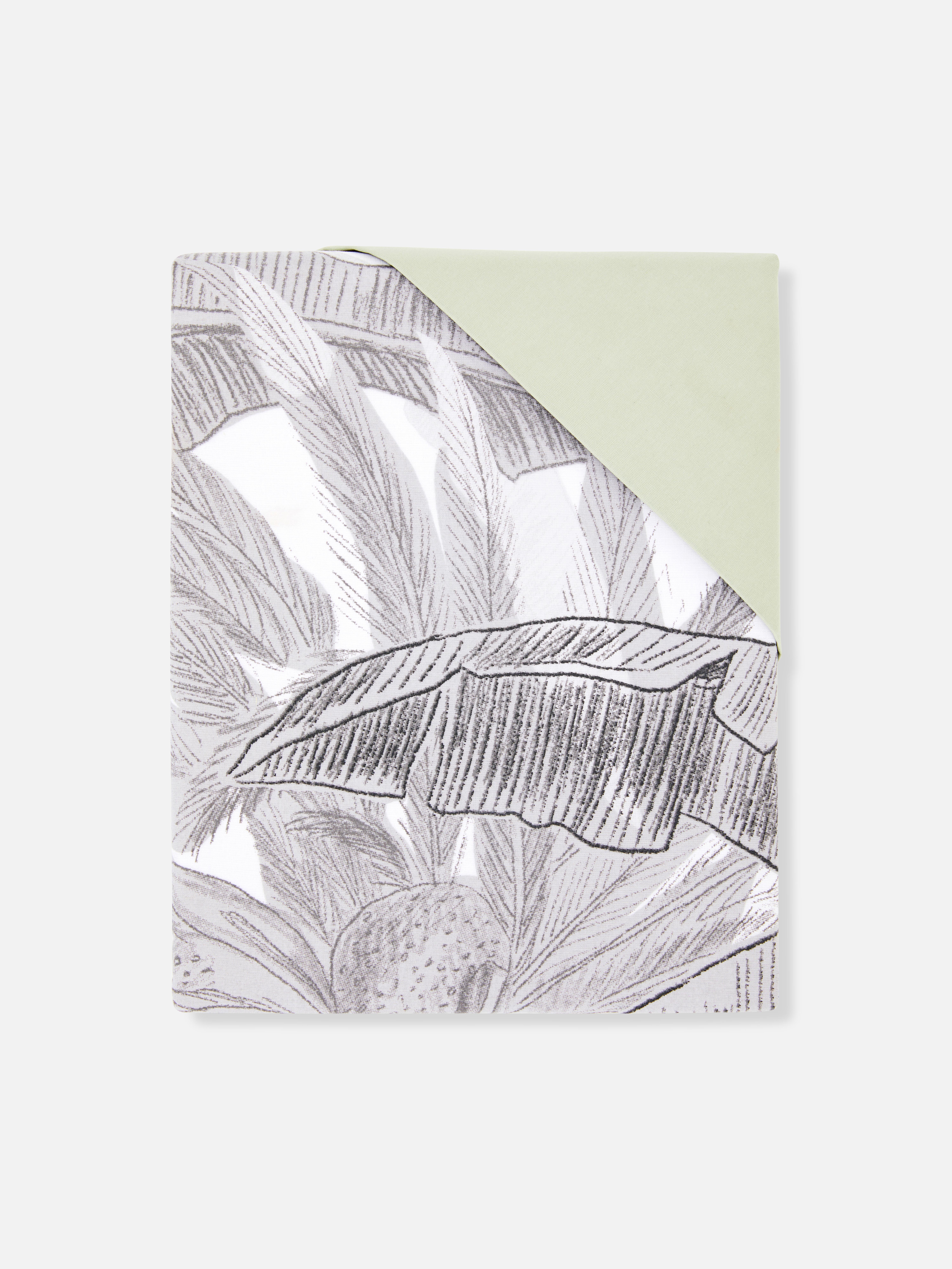 Grey Illustrative Leaf Reversible Double Duvet Cover Set