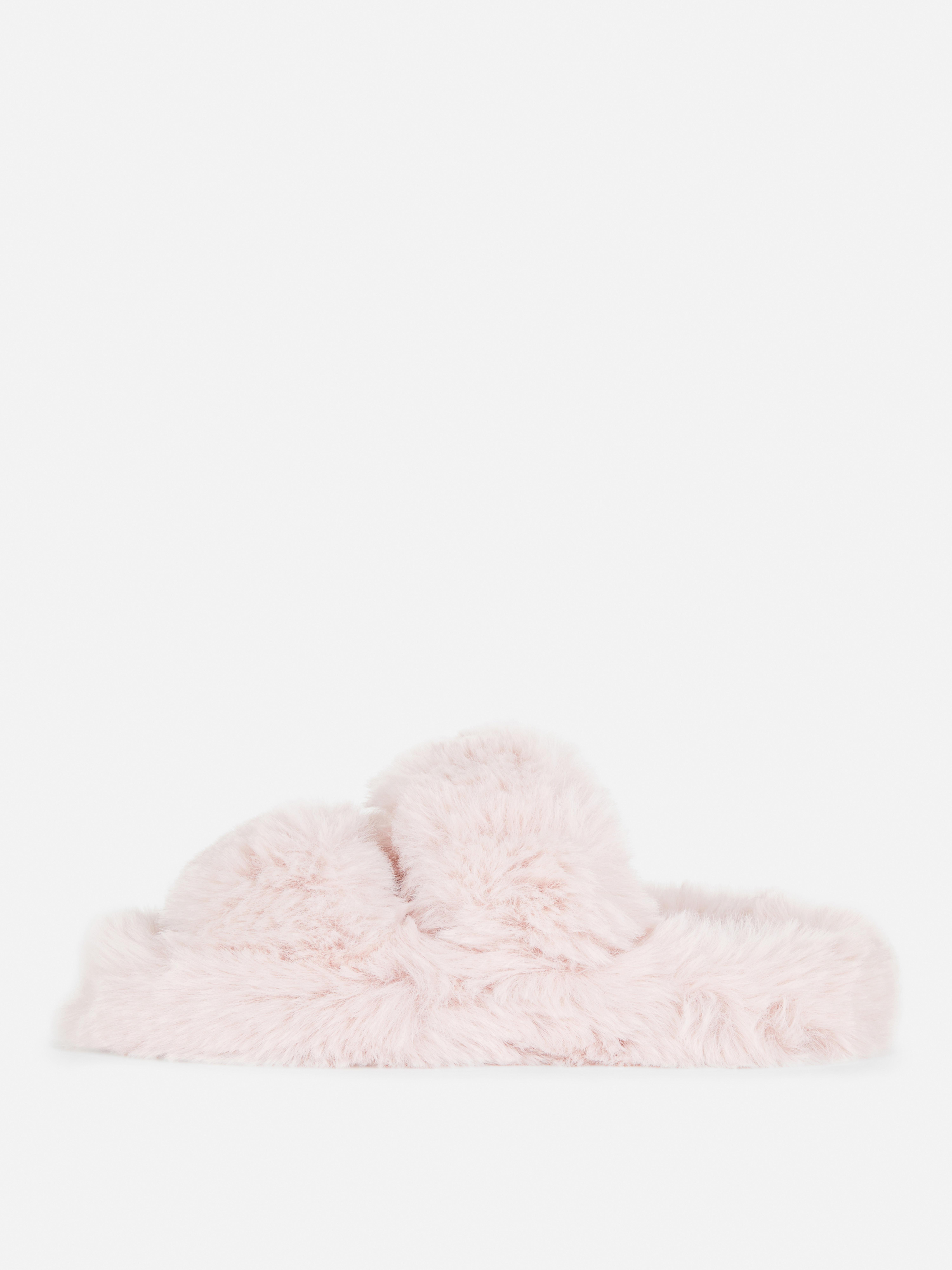 Fluffy Double Strap Slippers