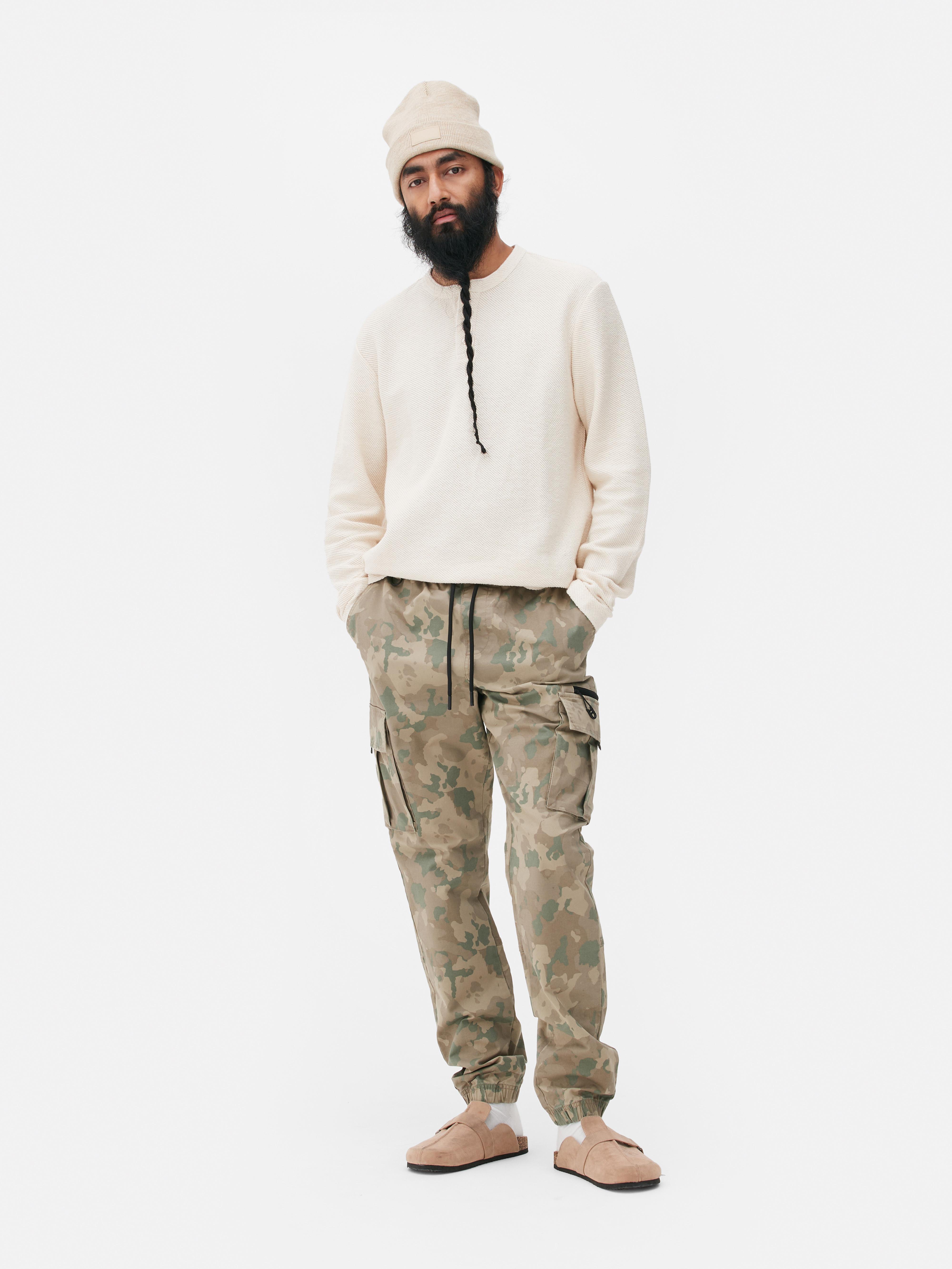 Mens slim camo cargo on sale pants