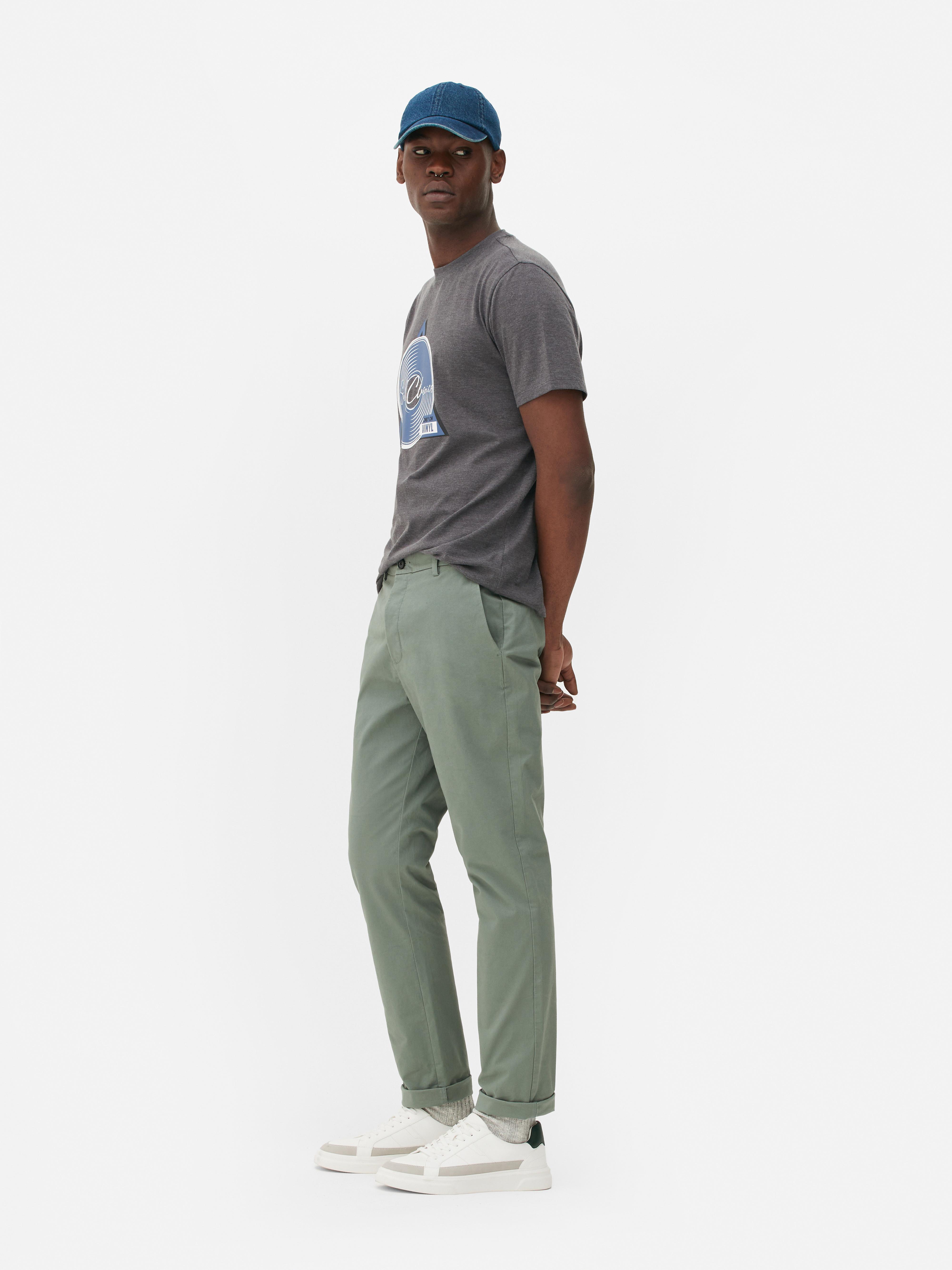 Pantaloni chino slim elasticizzati Verde chiaro