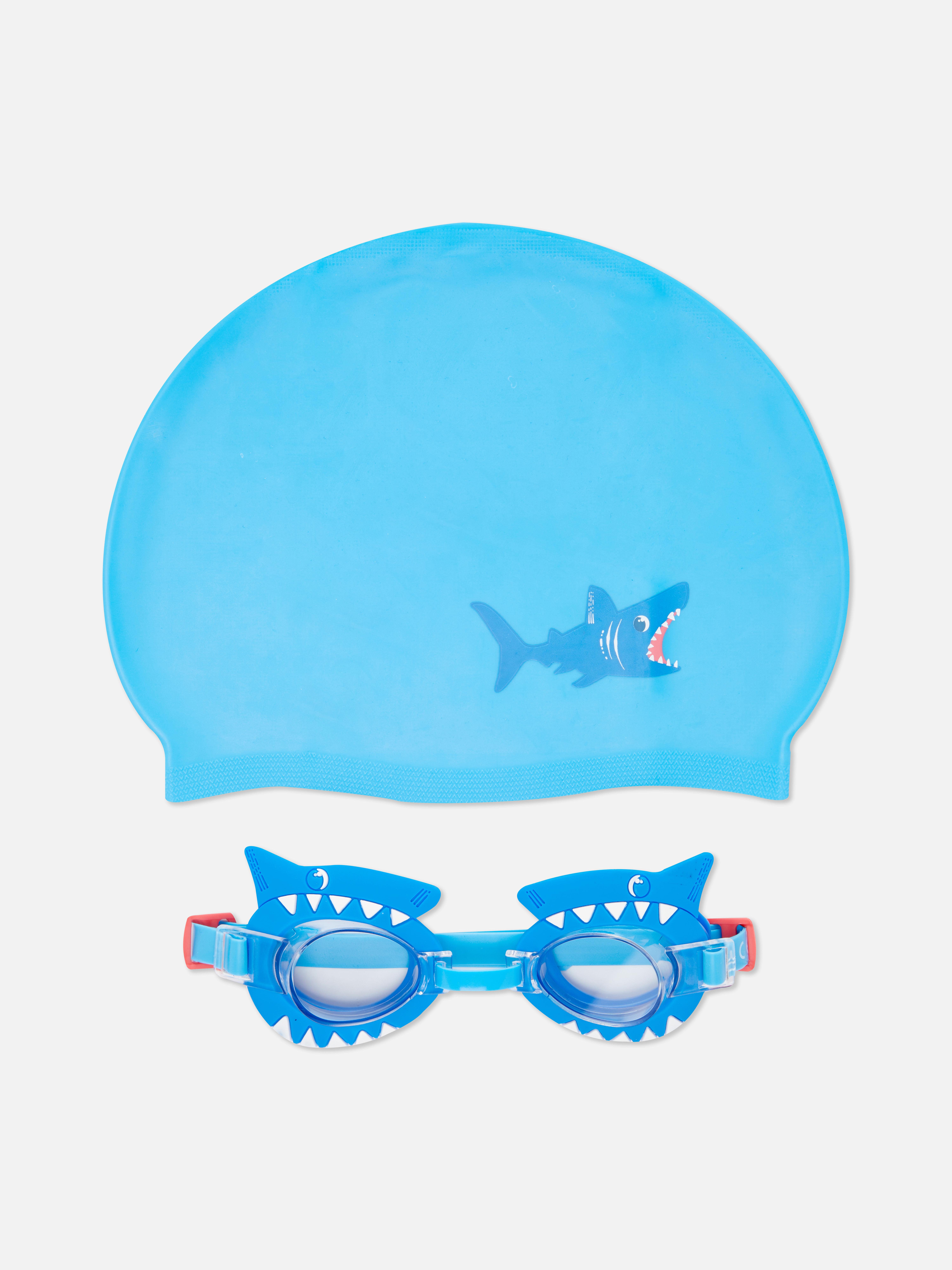 Shark Goggles and Hat Swim Set