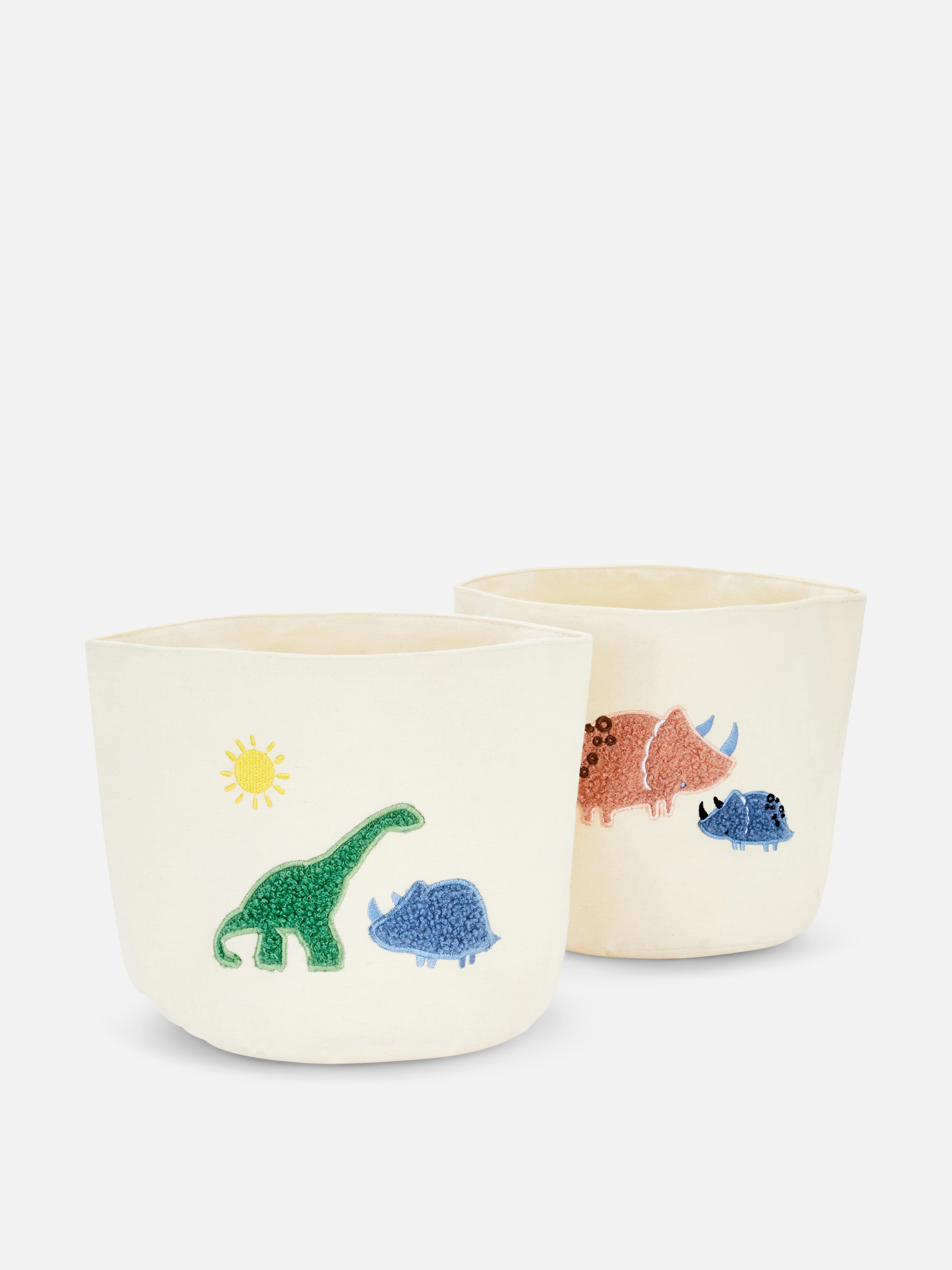 2pk Bouclé Dinosaur Storage Baskets