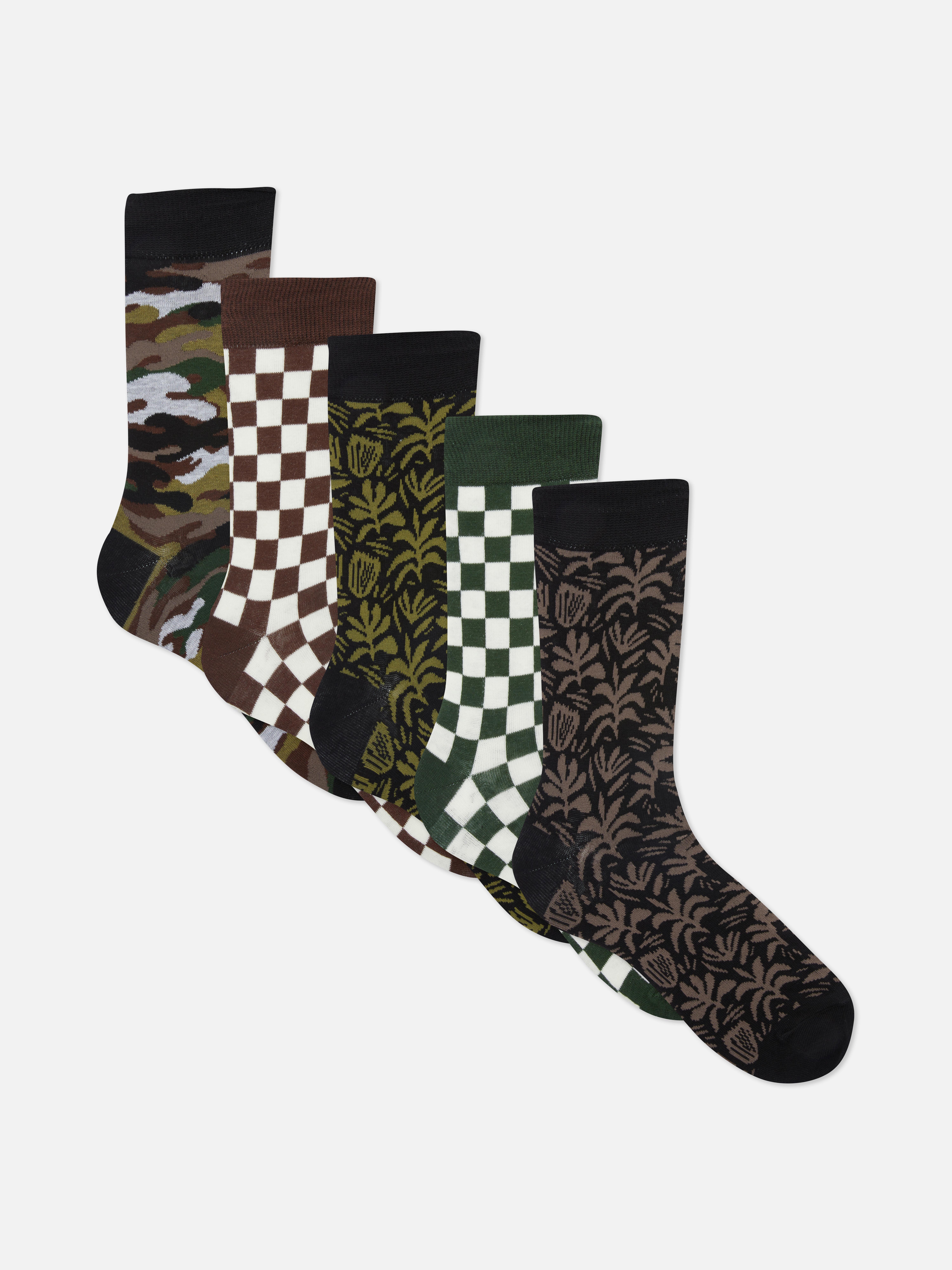 5pk Mixed Camouflage Crew Socks