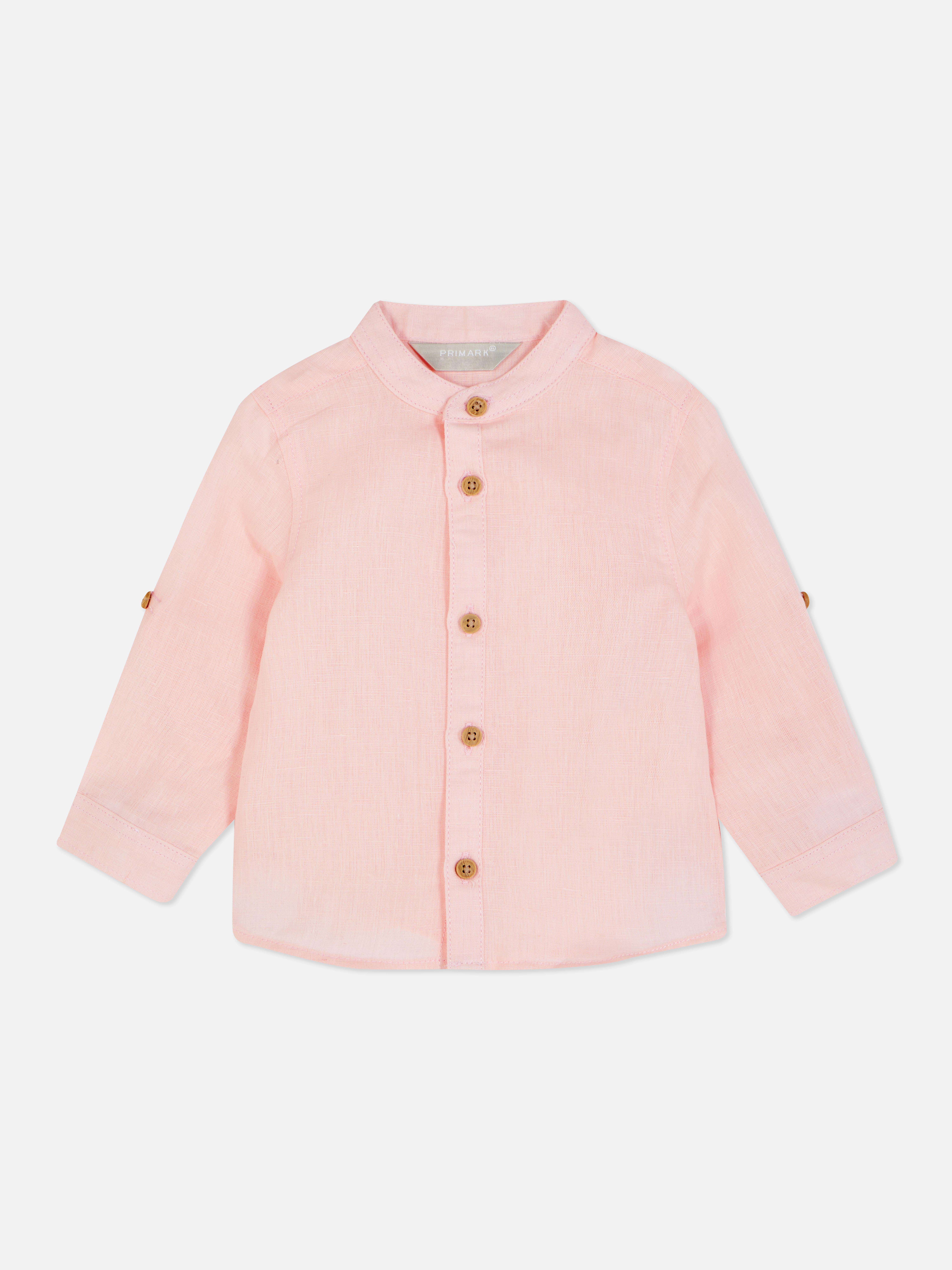Linen Long Sleeve Shirt Pink