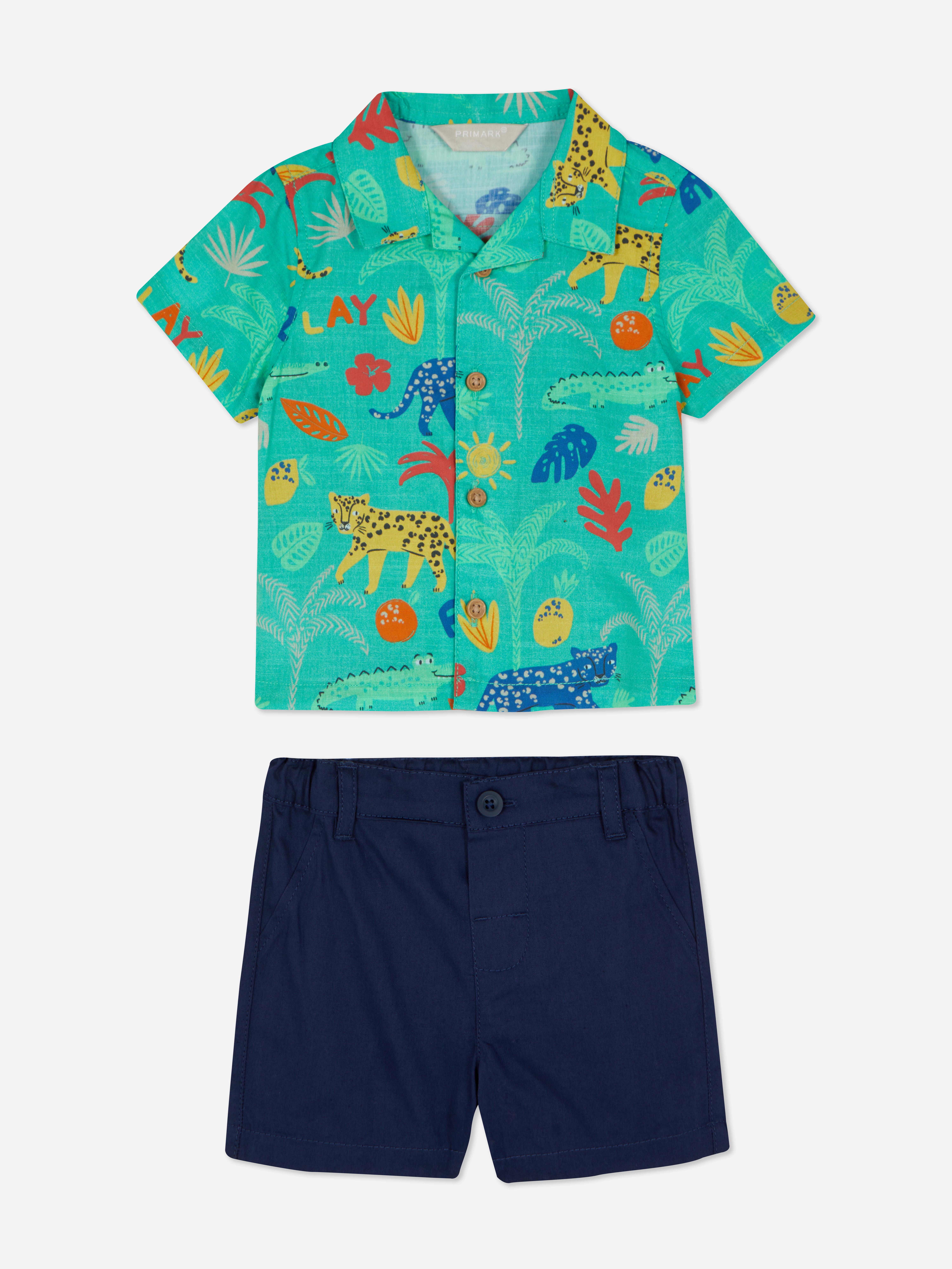 Wild Animal Print Shirt and Short Set