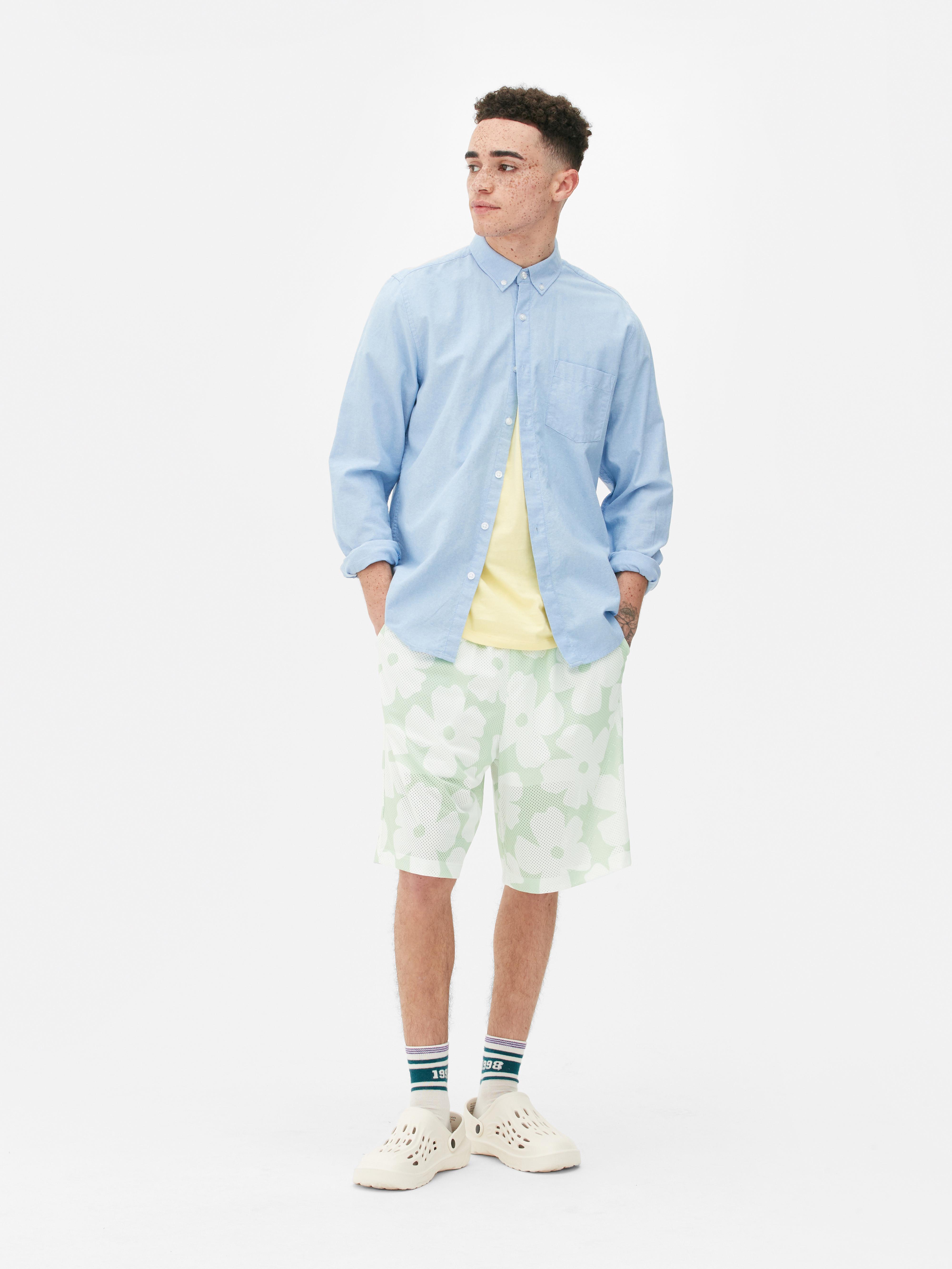 Floral Print Mesh Shorts