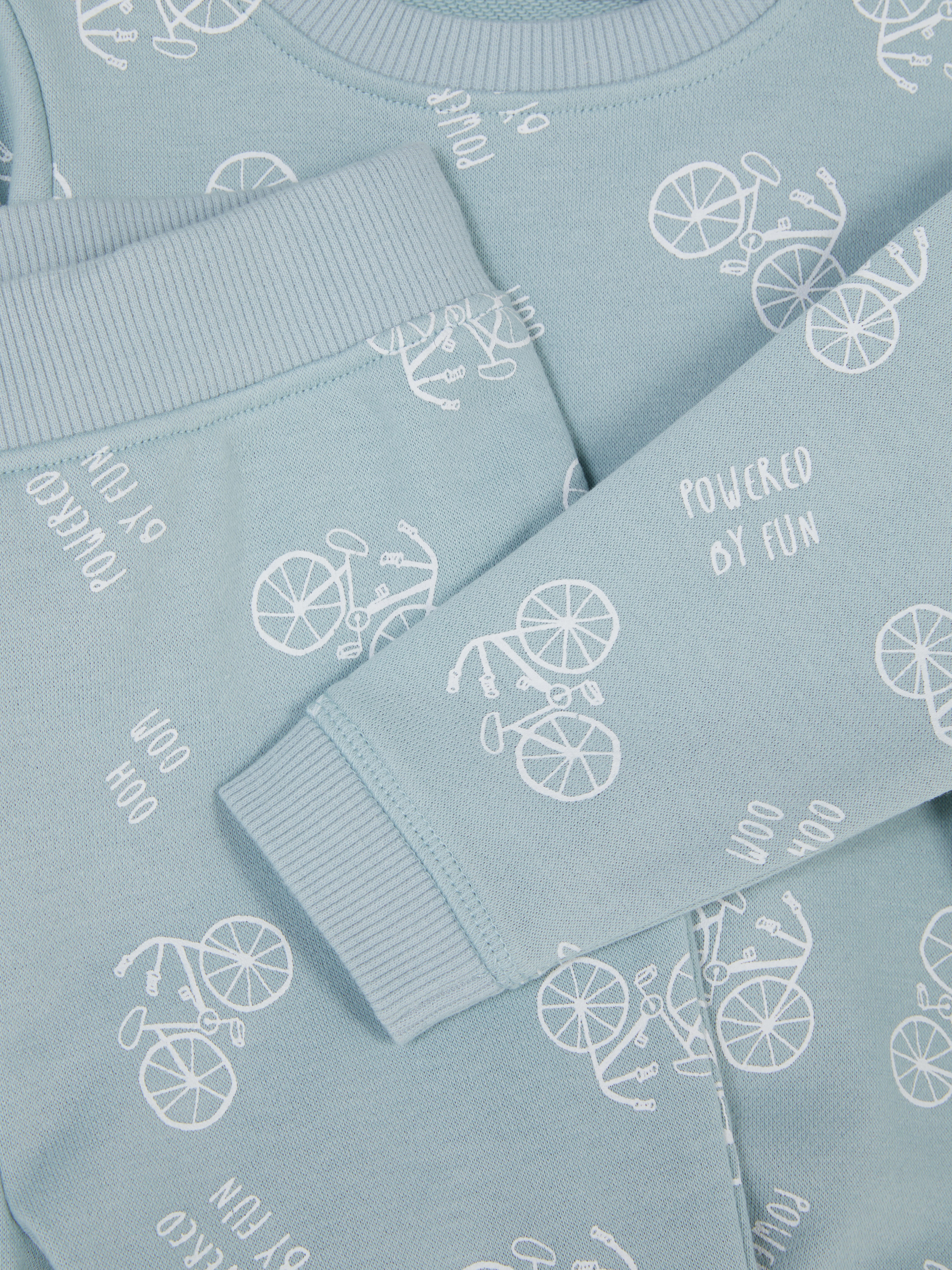 Bike Print Sweatshirt and Joggers Set