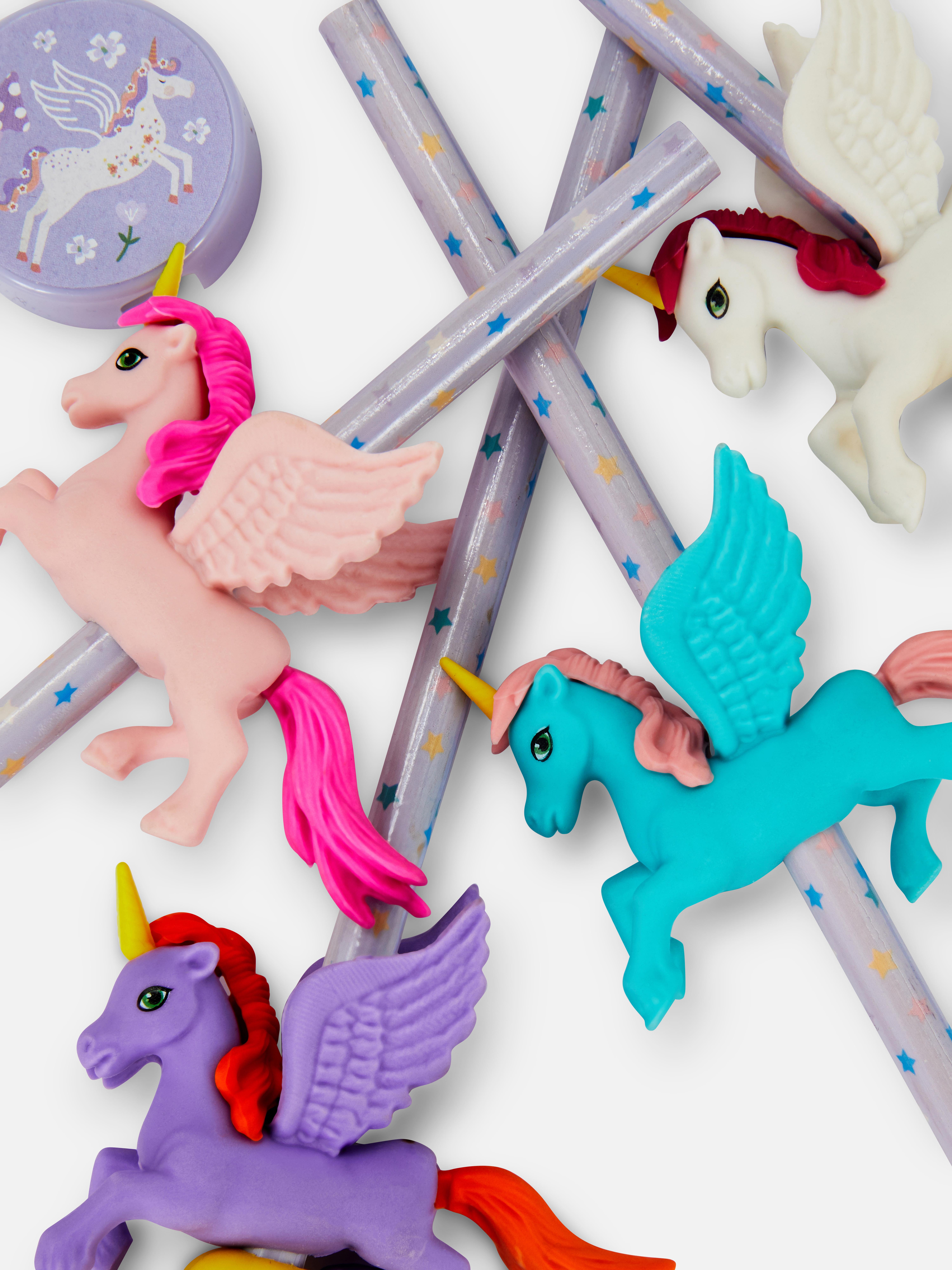 4pk Unicorn Pencil and Eraser Ser