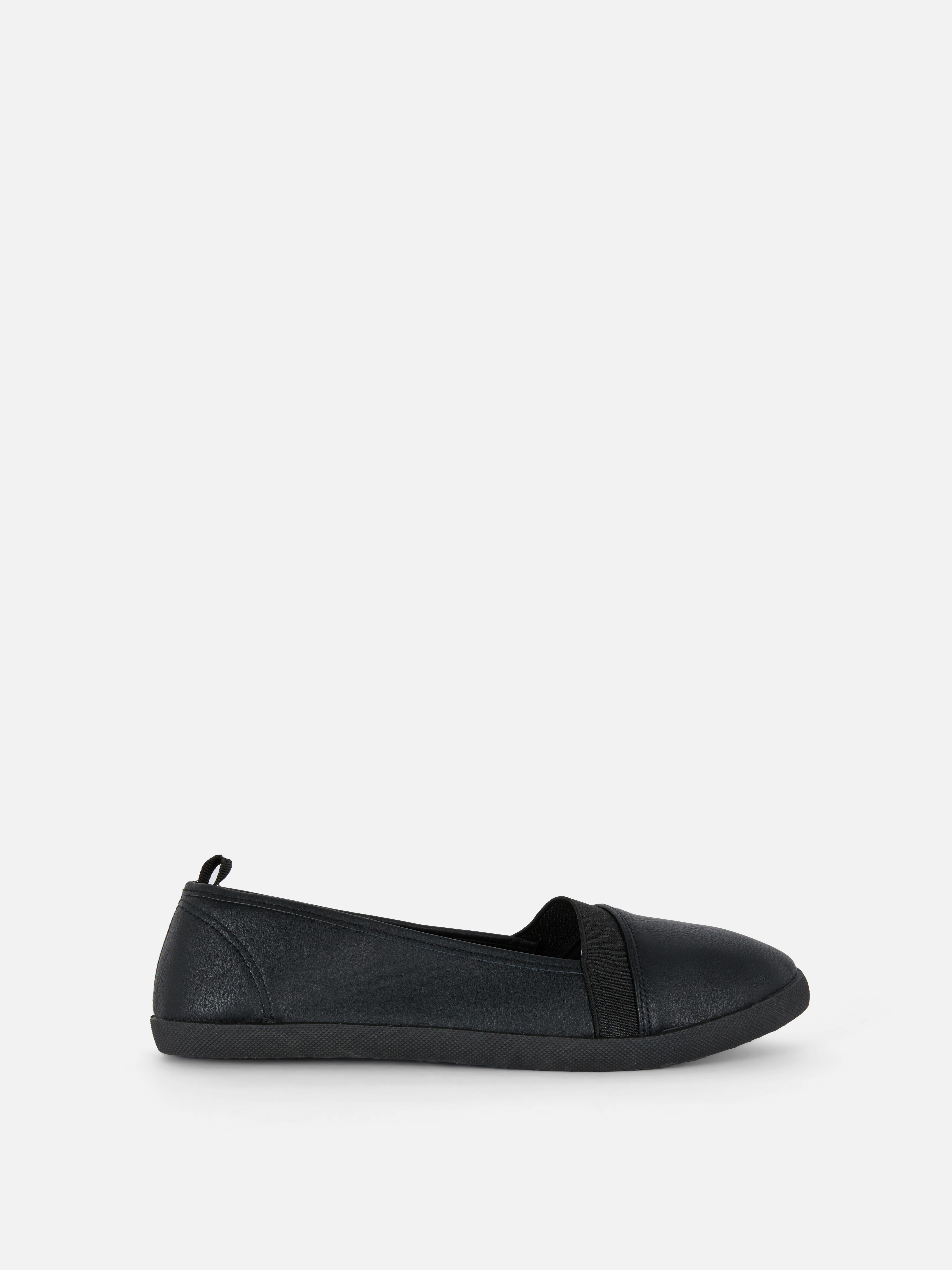 Faux Leather Slip-On Shoes Black