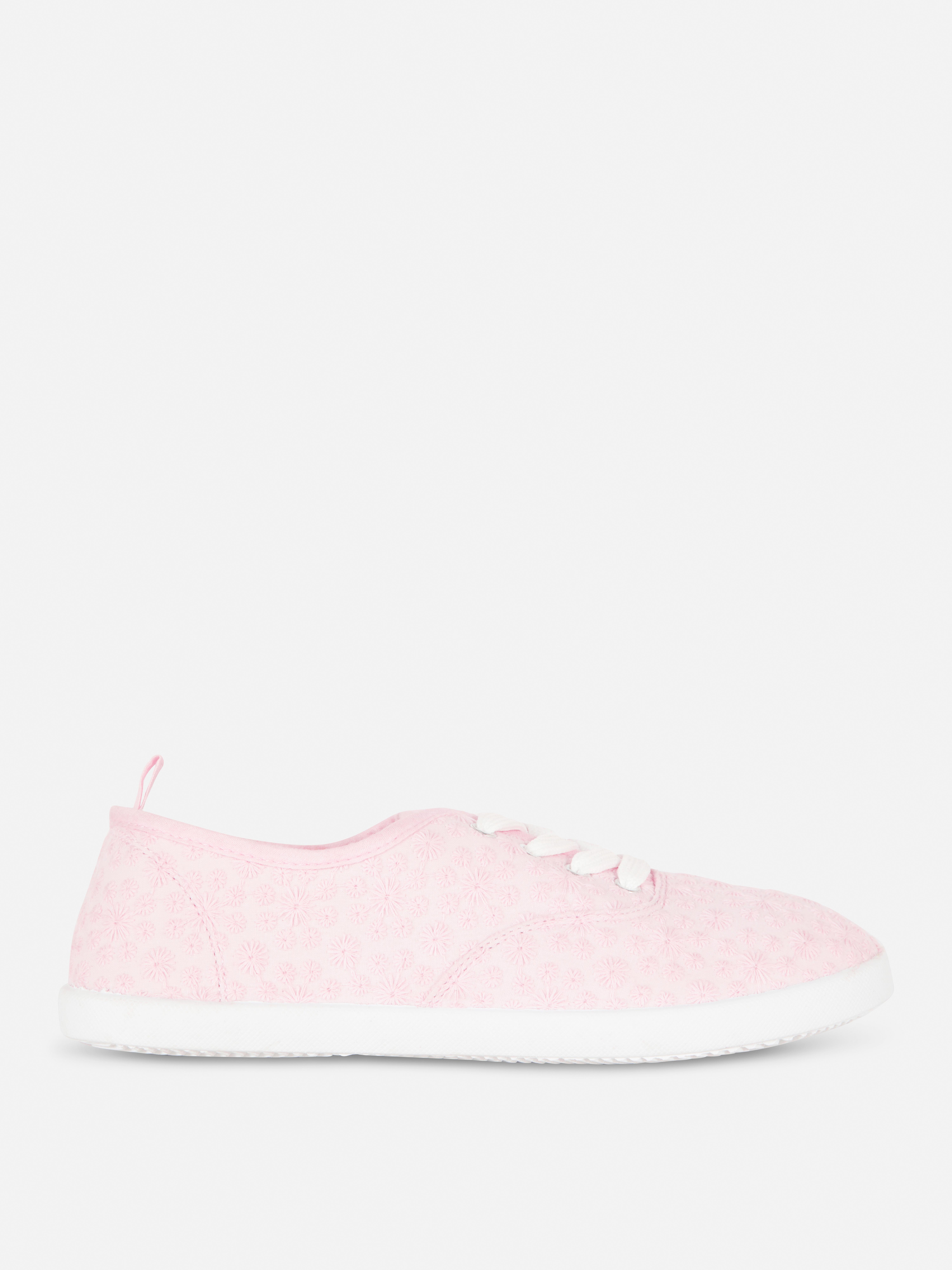 Textile Lace Up Trainers Pink