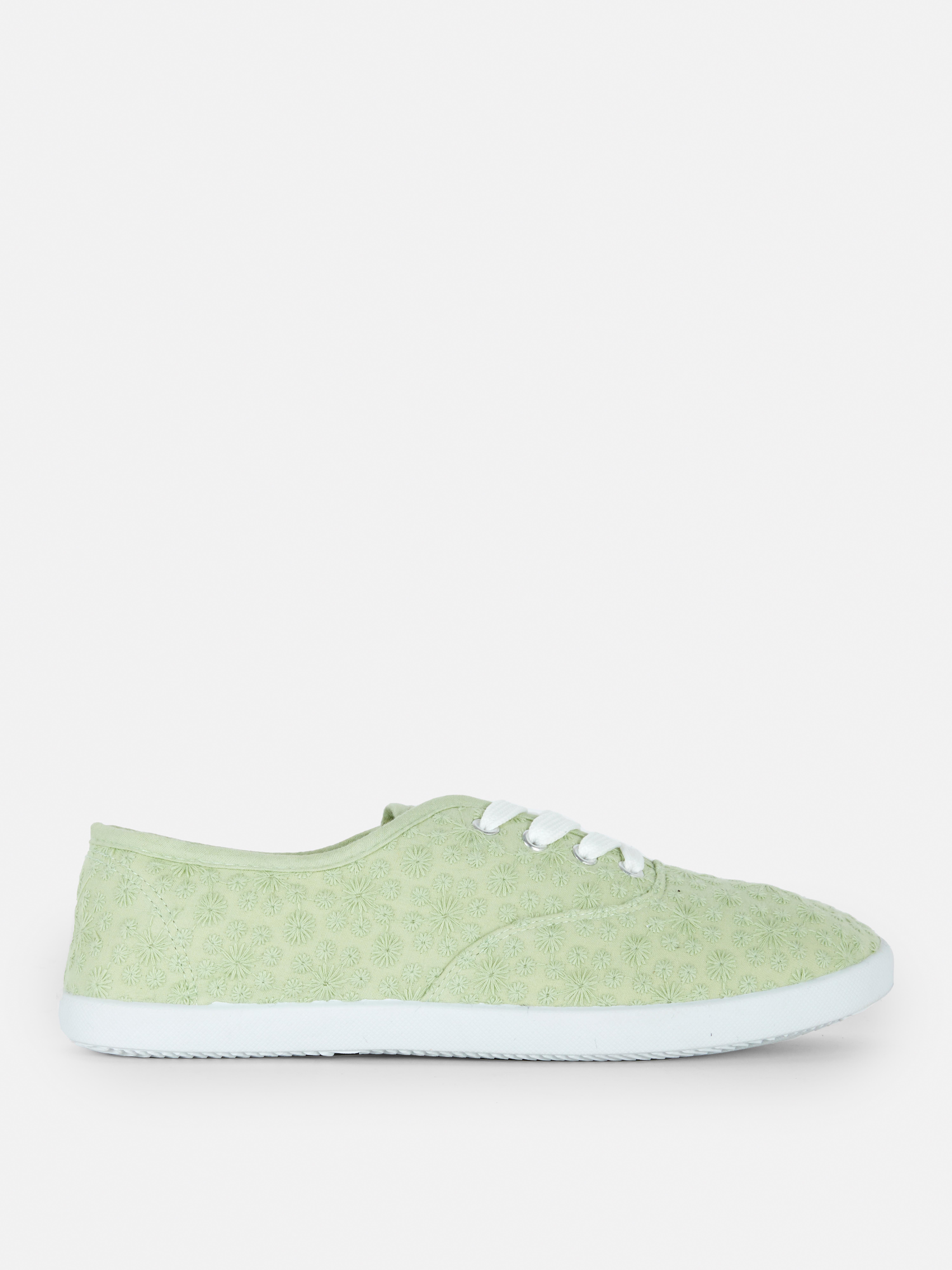 Textile Lace Up Trainers Light Green