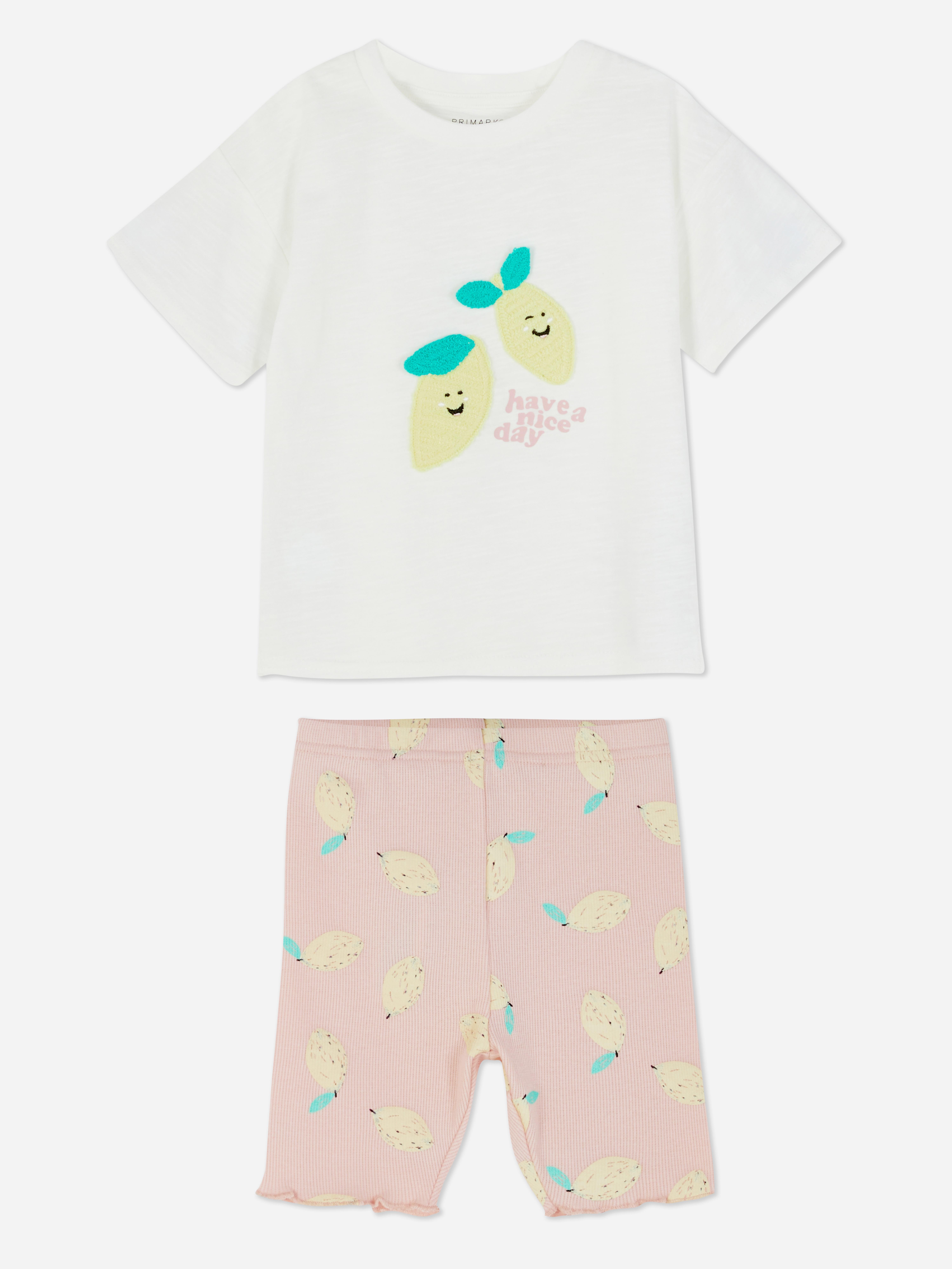 Lemon Print T-shirt and Shorts Set