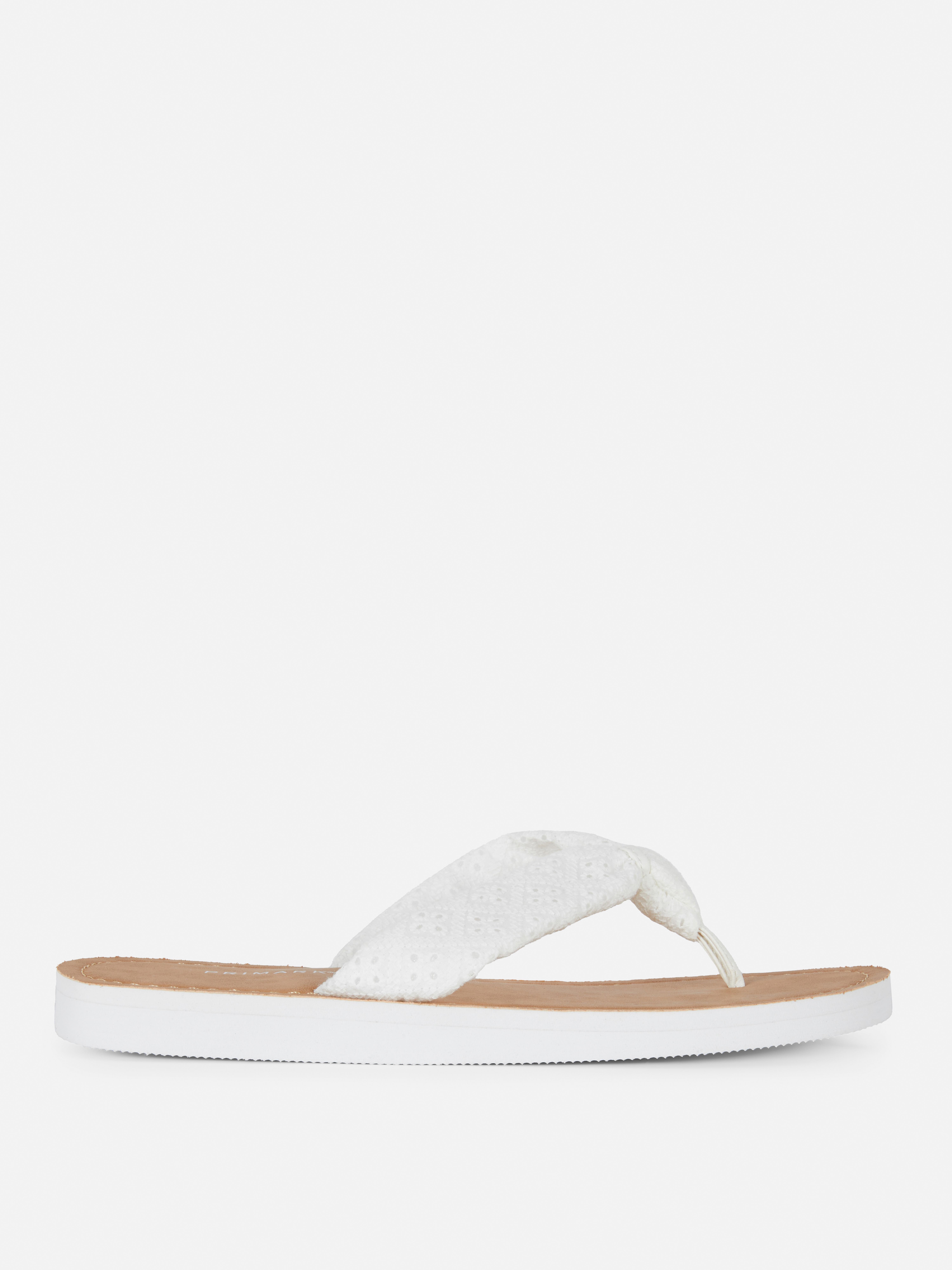 Broderie Anglaise Knot Flip Flops