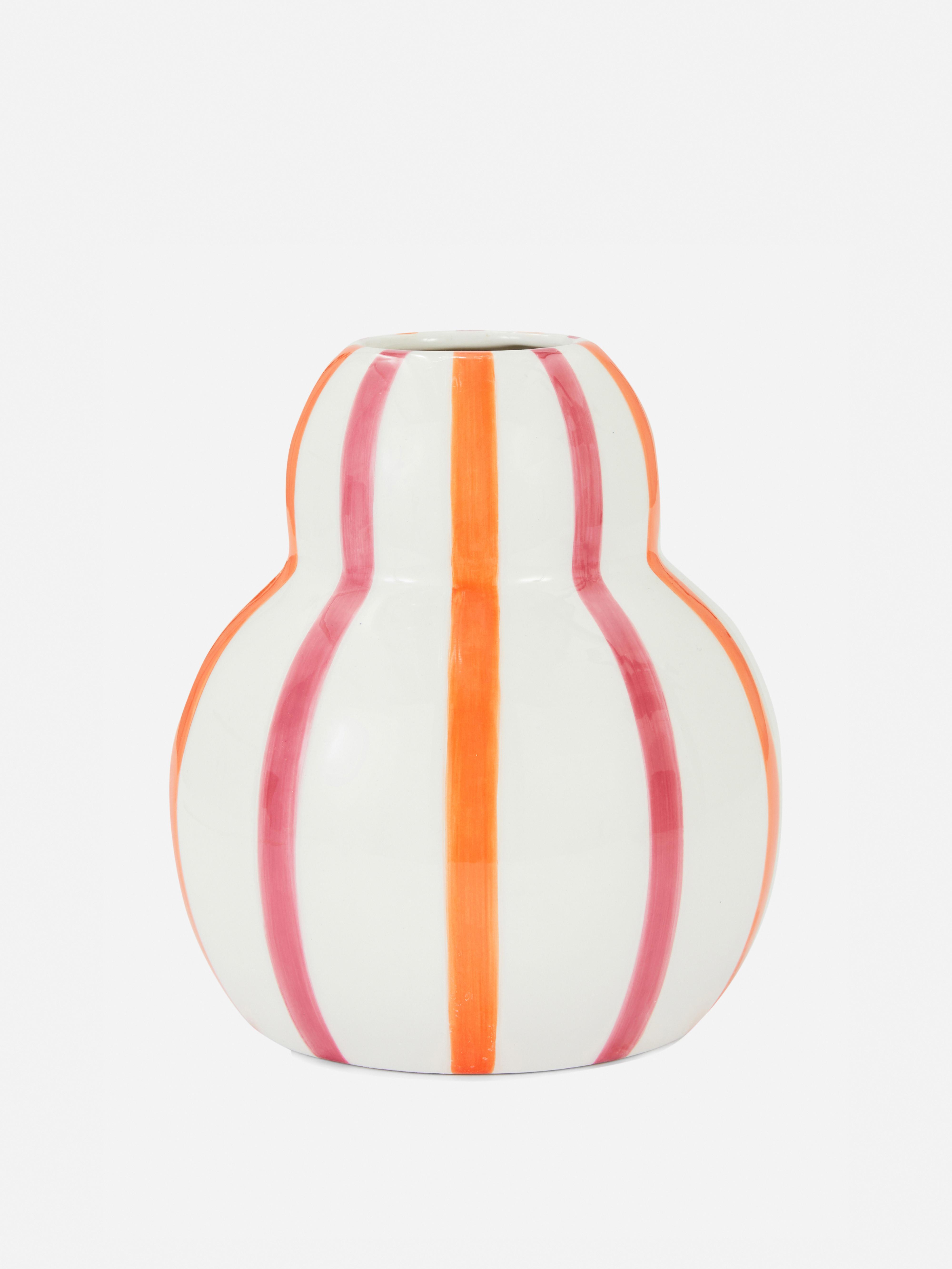 Painted Stripe Tiered Vase