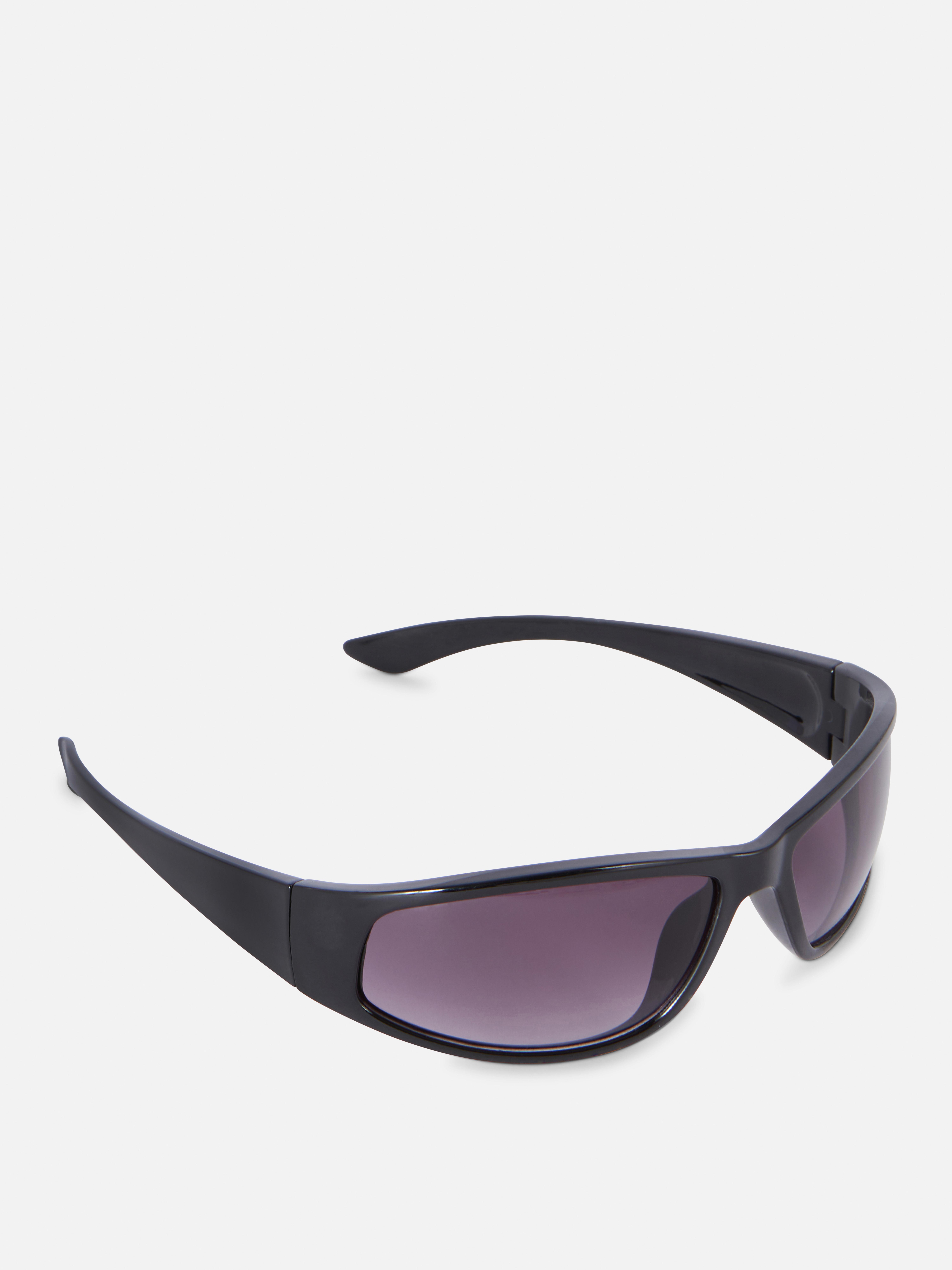 Womens Black Rectangular Visor Sunglasses