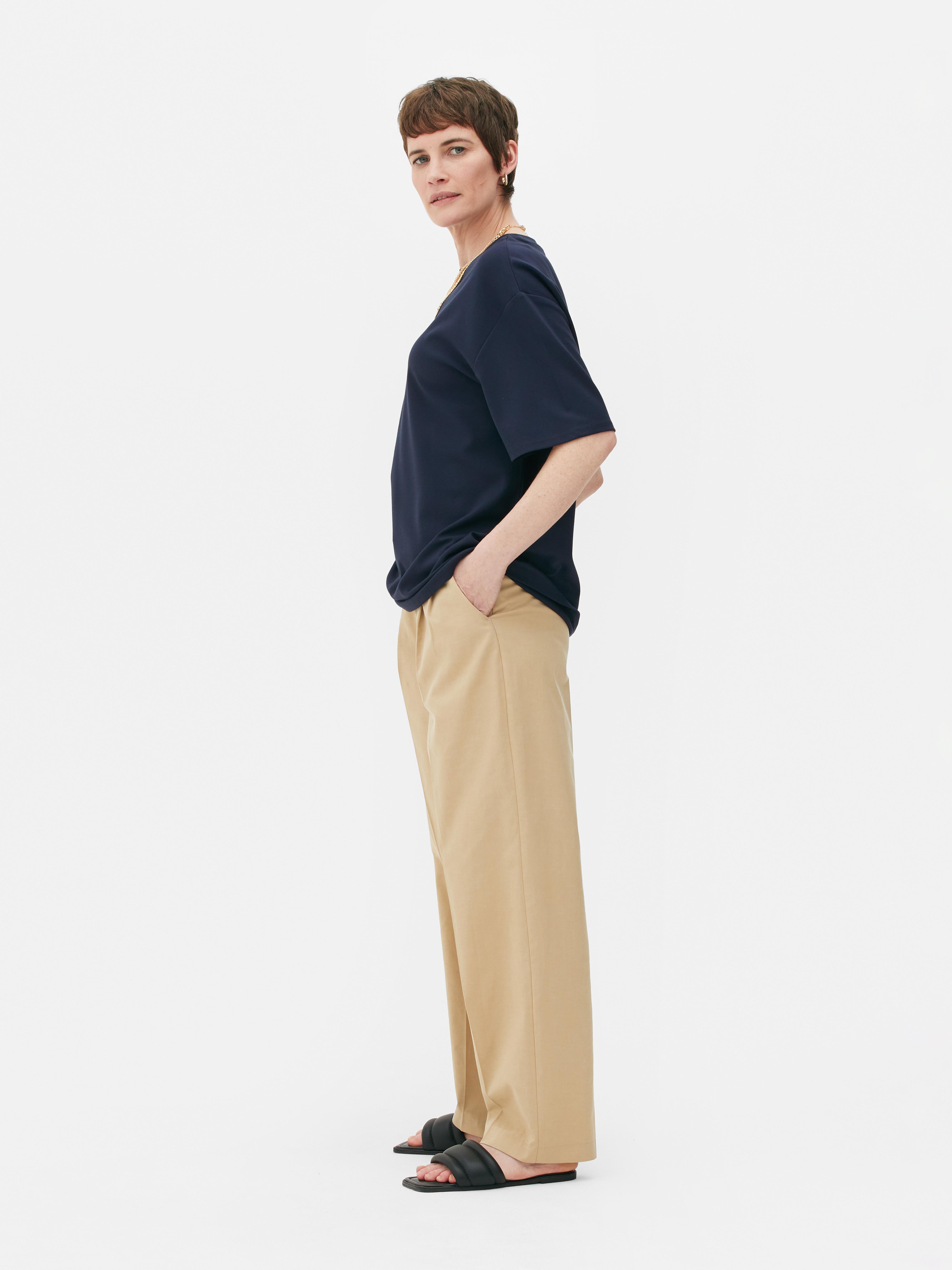 Womens Navy Viscose Blend Vneck Tshirt Primark