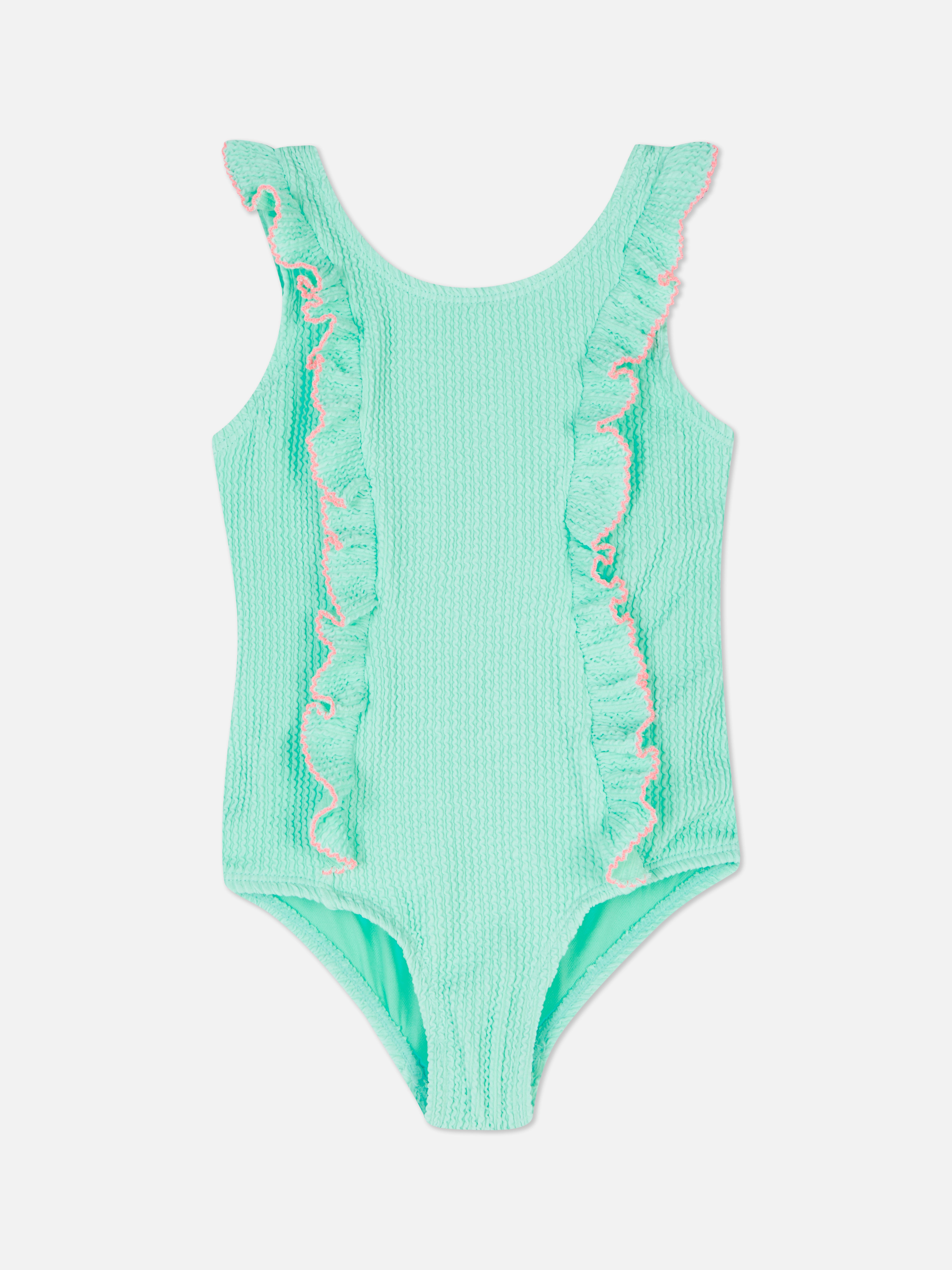 Frill Detail Textured Swimsuit Mint