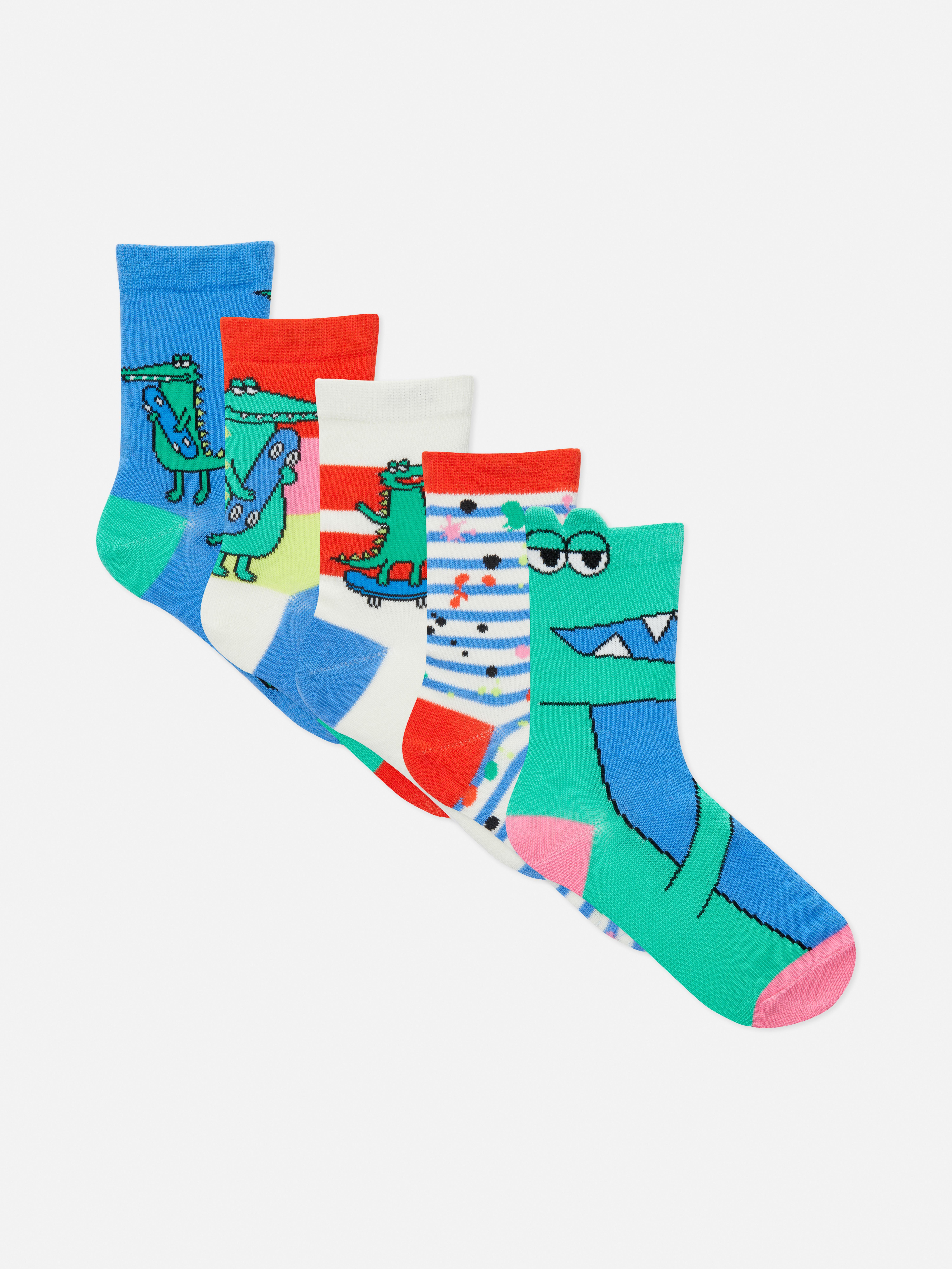 5pk Crocodile Ankle Socks