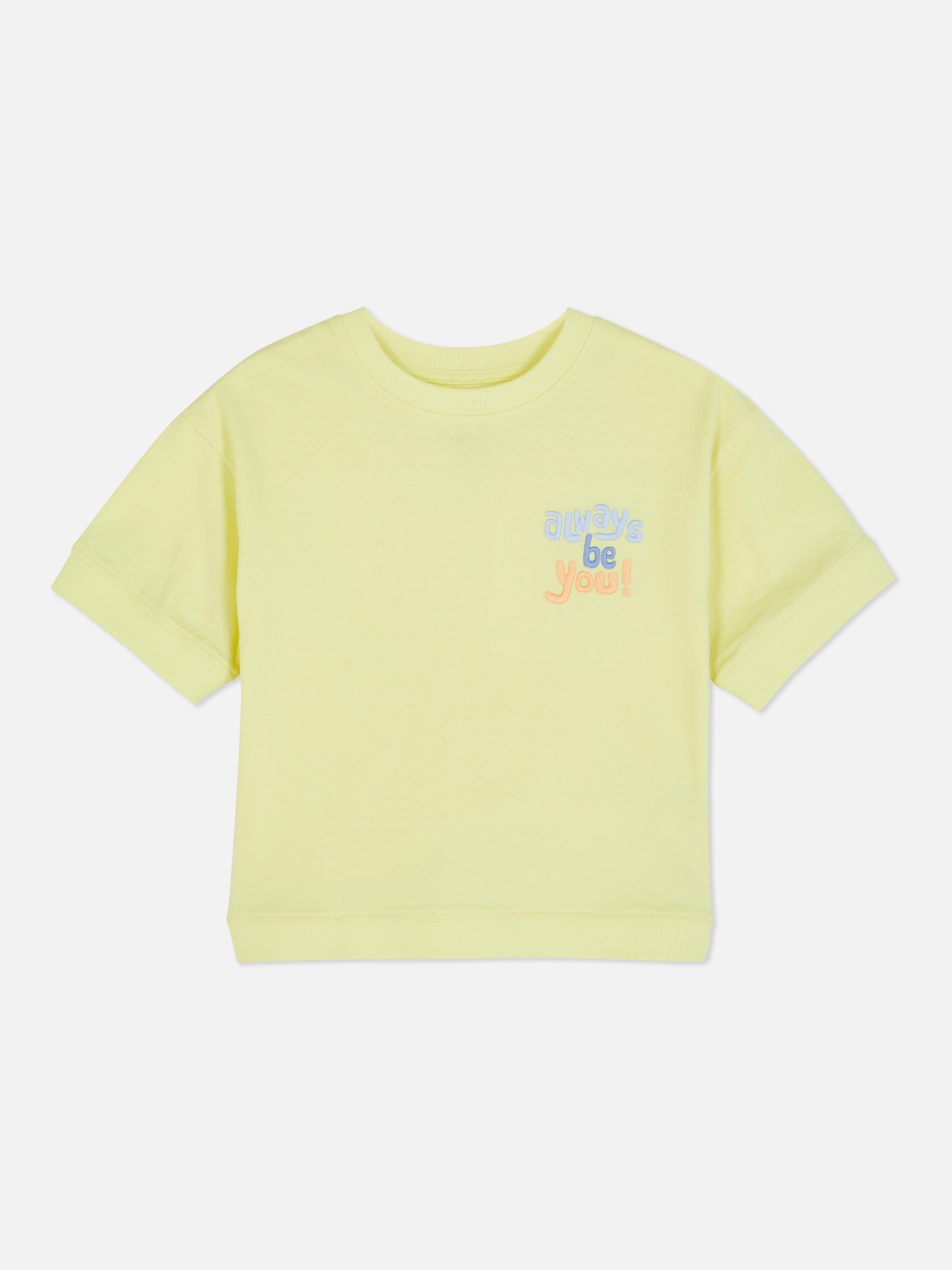 Embroidered Short Sleeve T-shirt Yellow