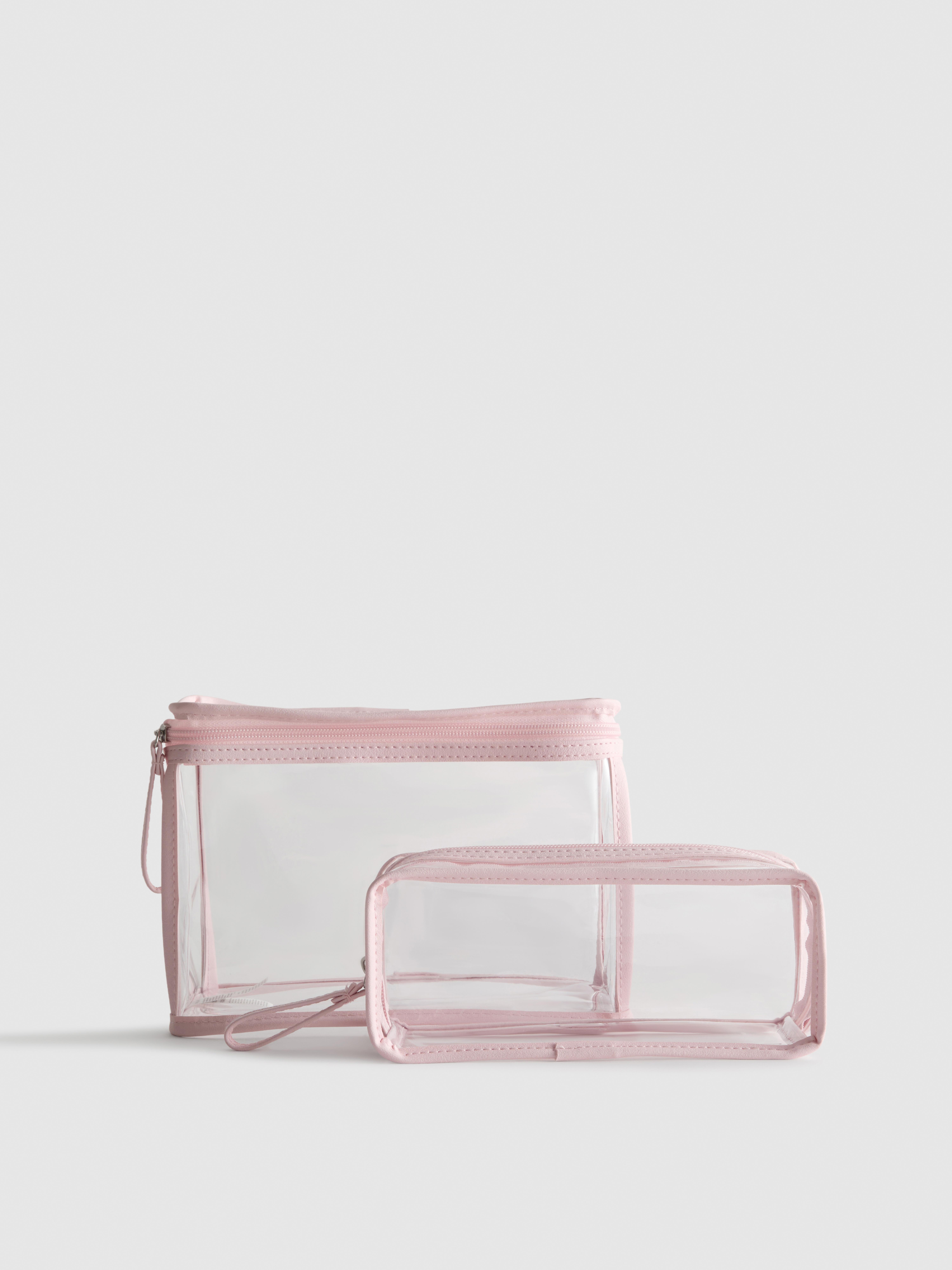 Lot de 2 trousses de maquillage transparentes