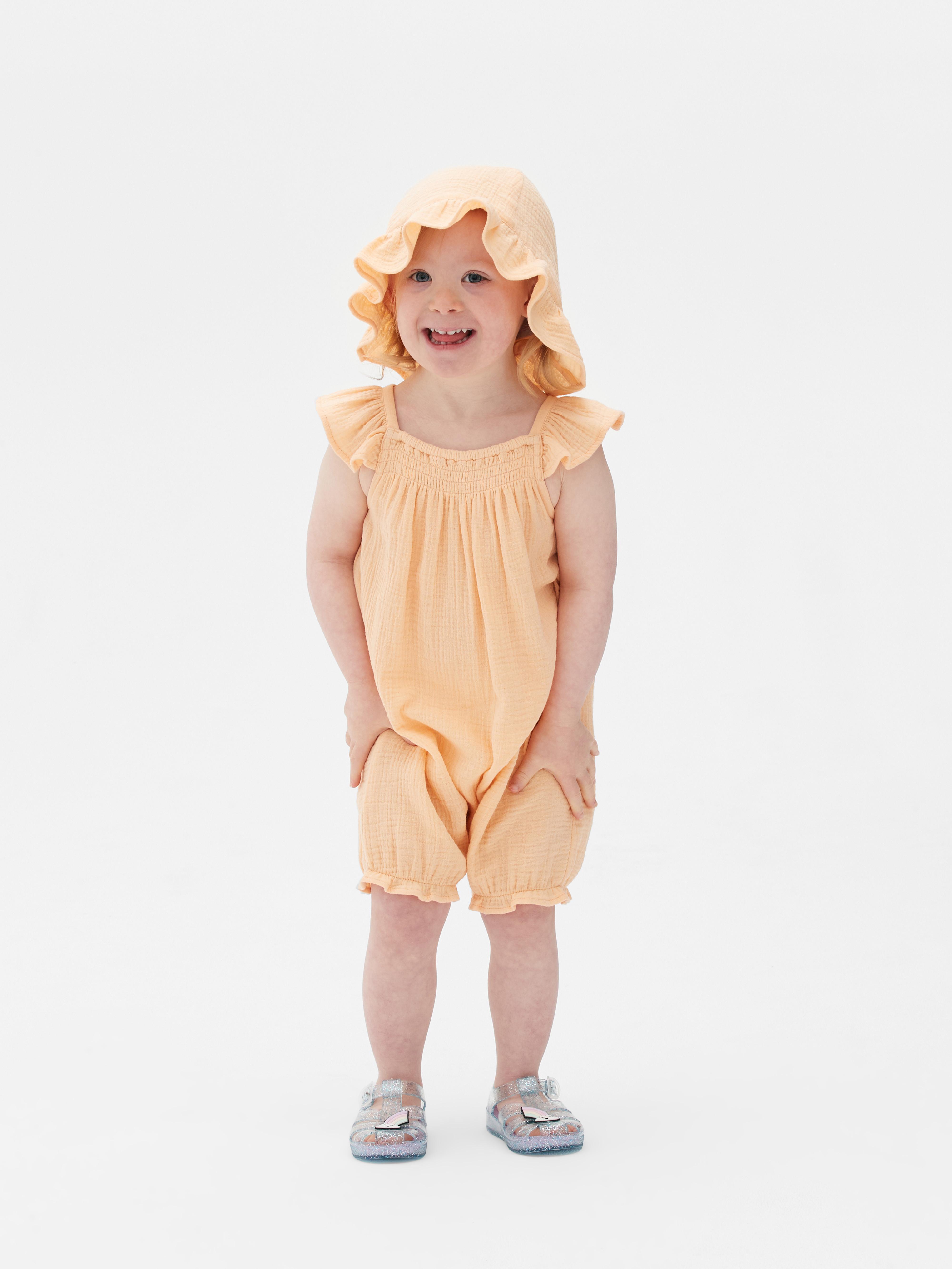 Frilly Romper and Hat Set