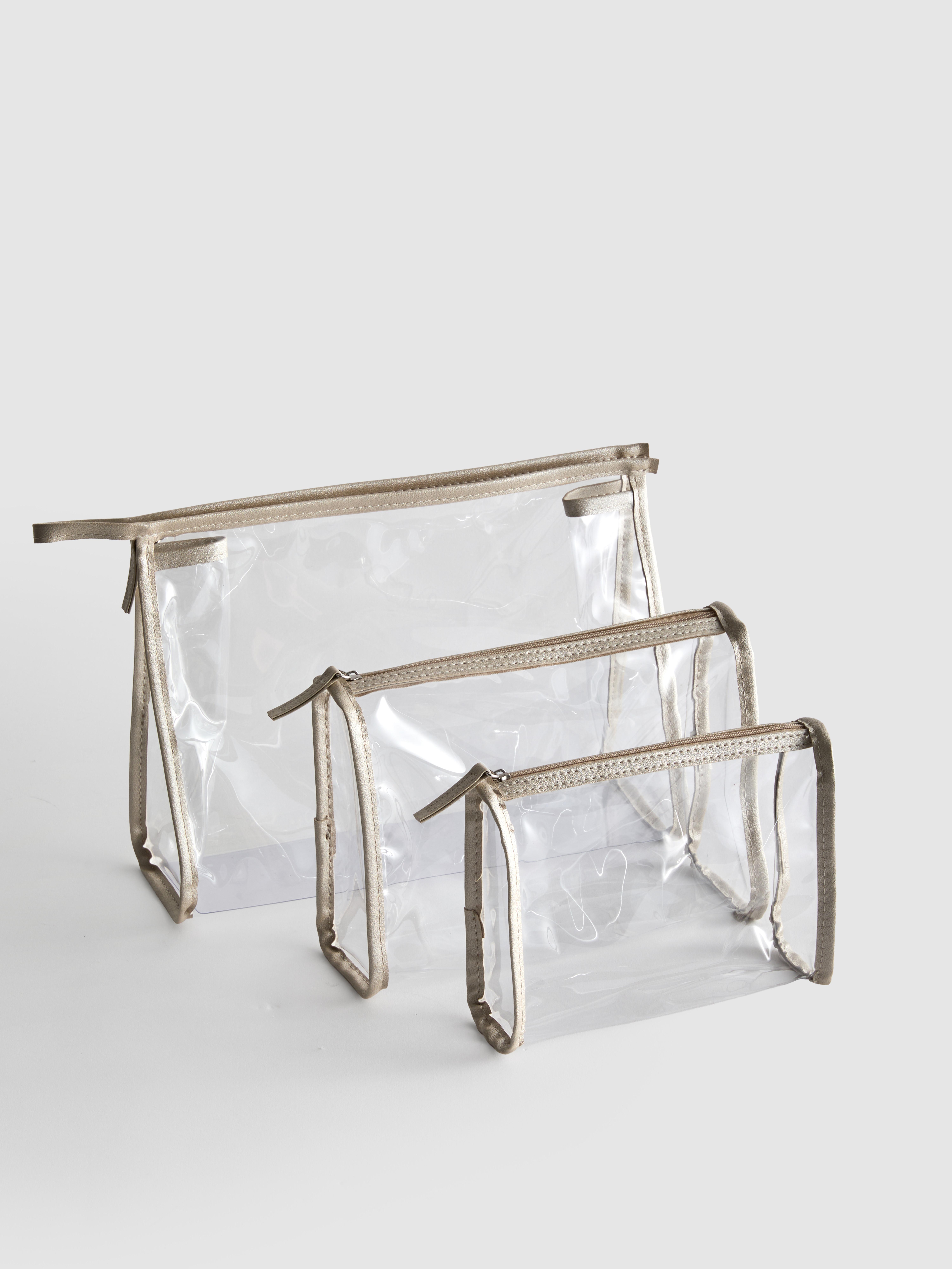 3-Pack Transparent Makeup Bags