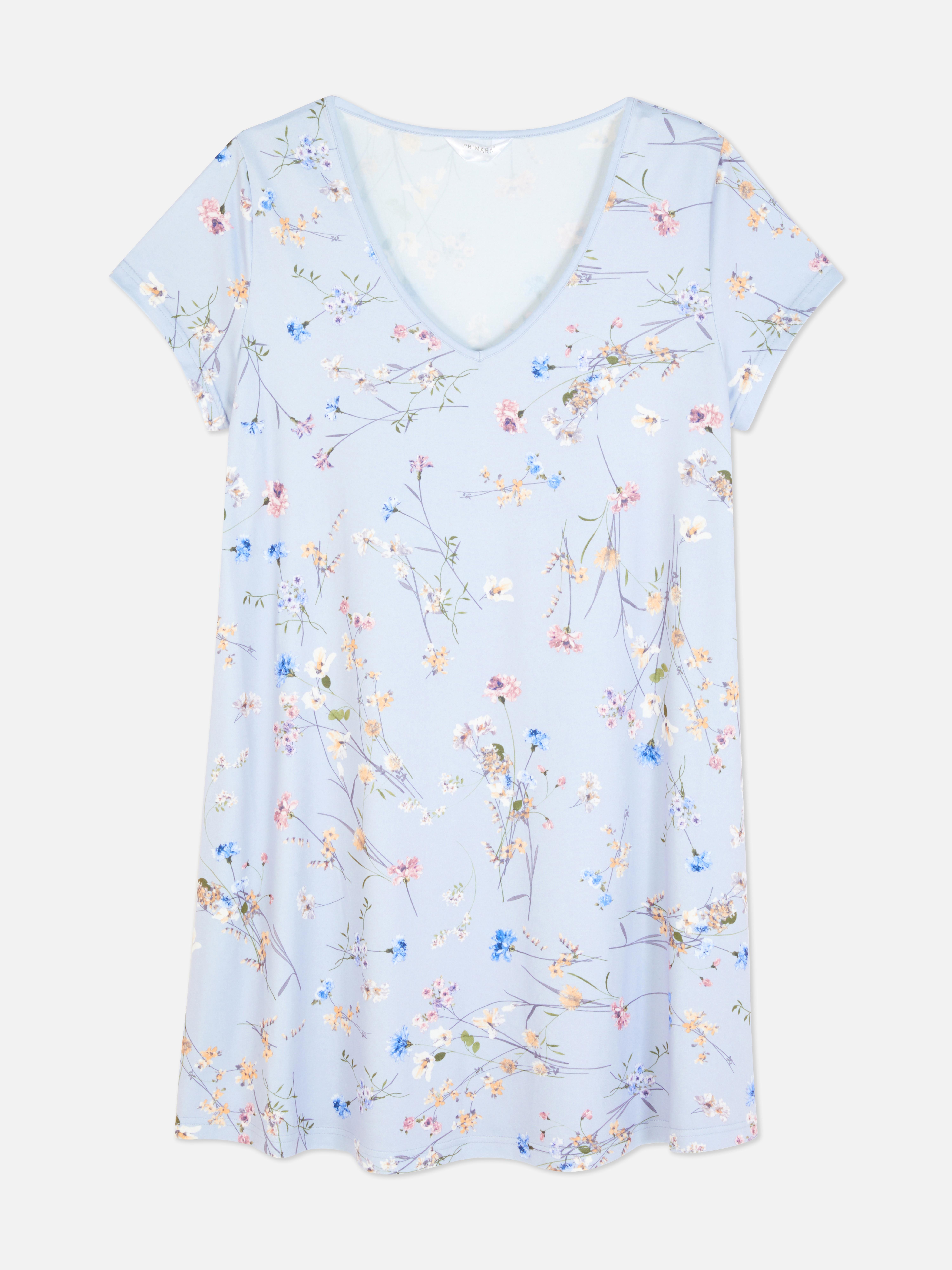 Mini Floral Print V-Neck Nightgown