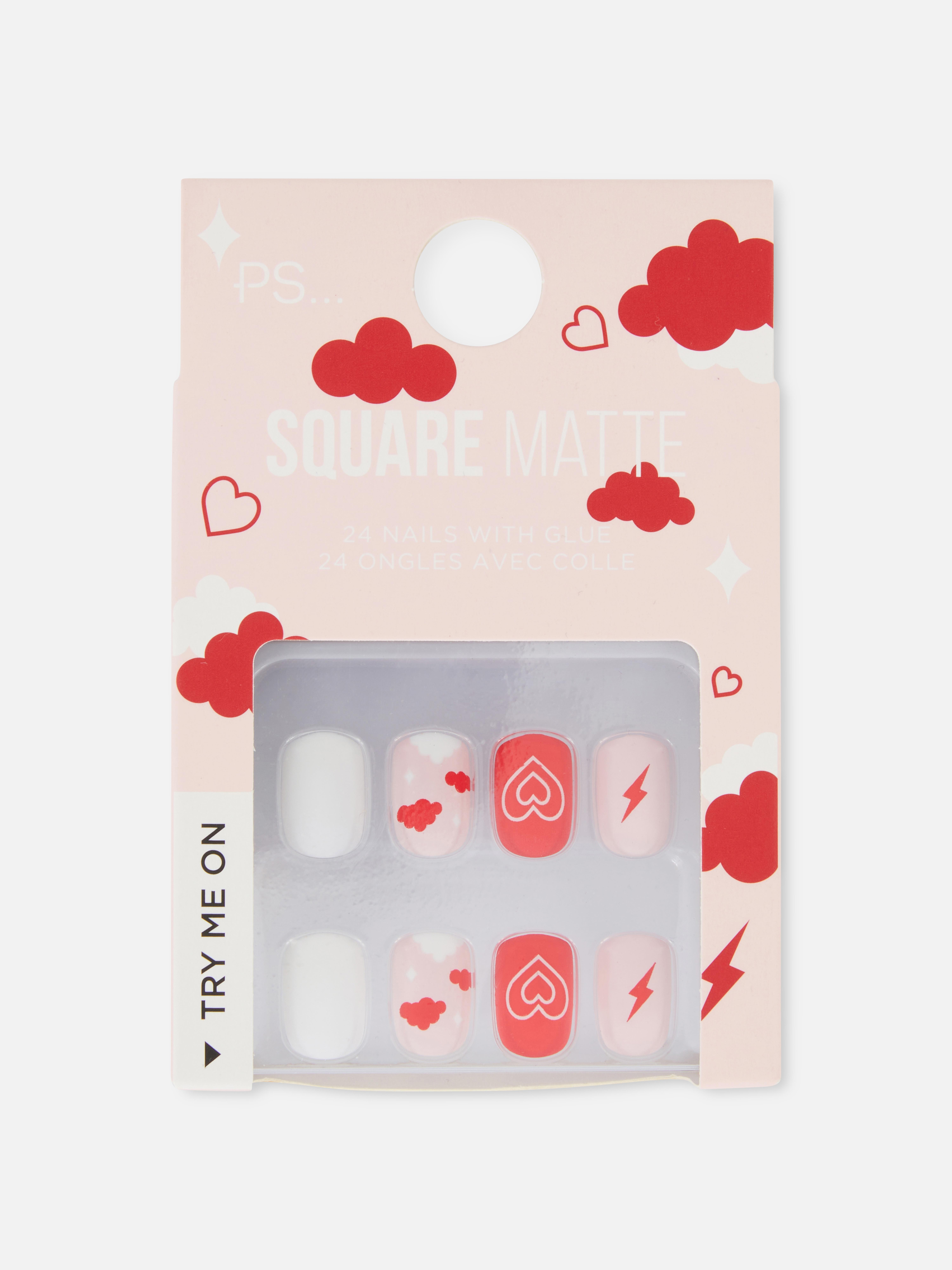 PS... Square Matte Faux Nails