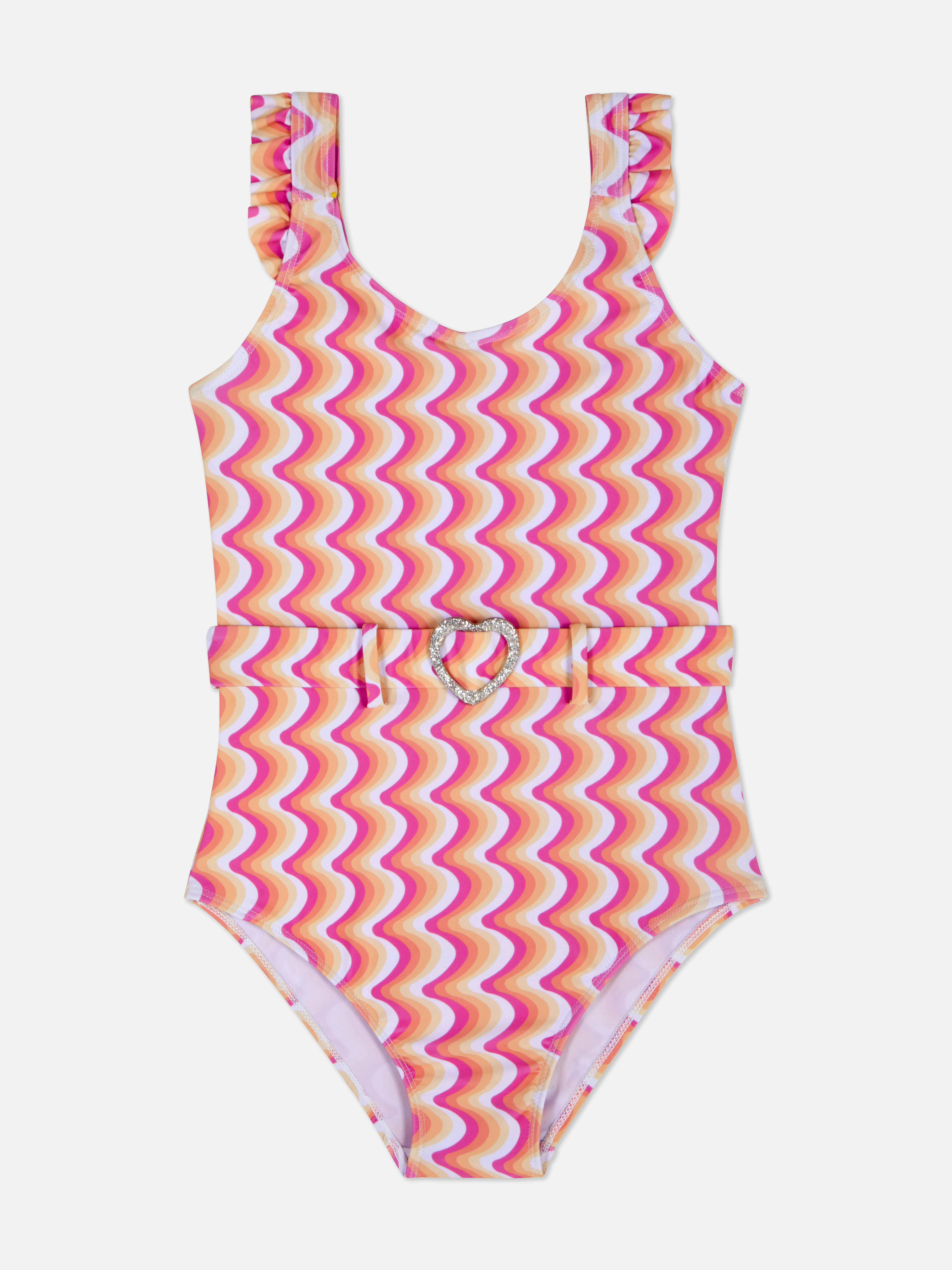 Wave Stripe Belted Swimsuit