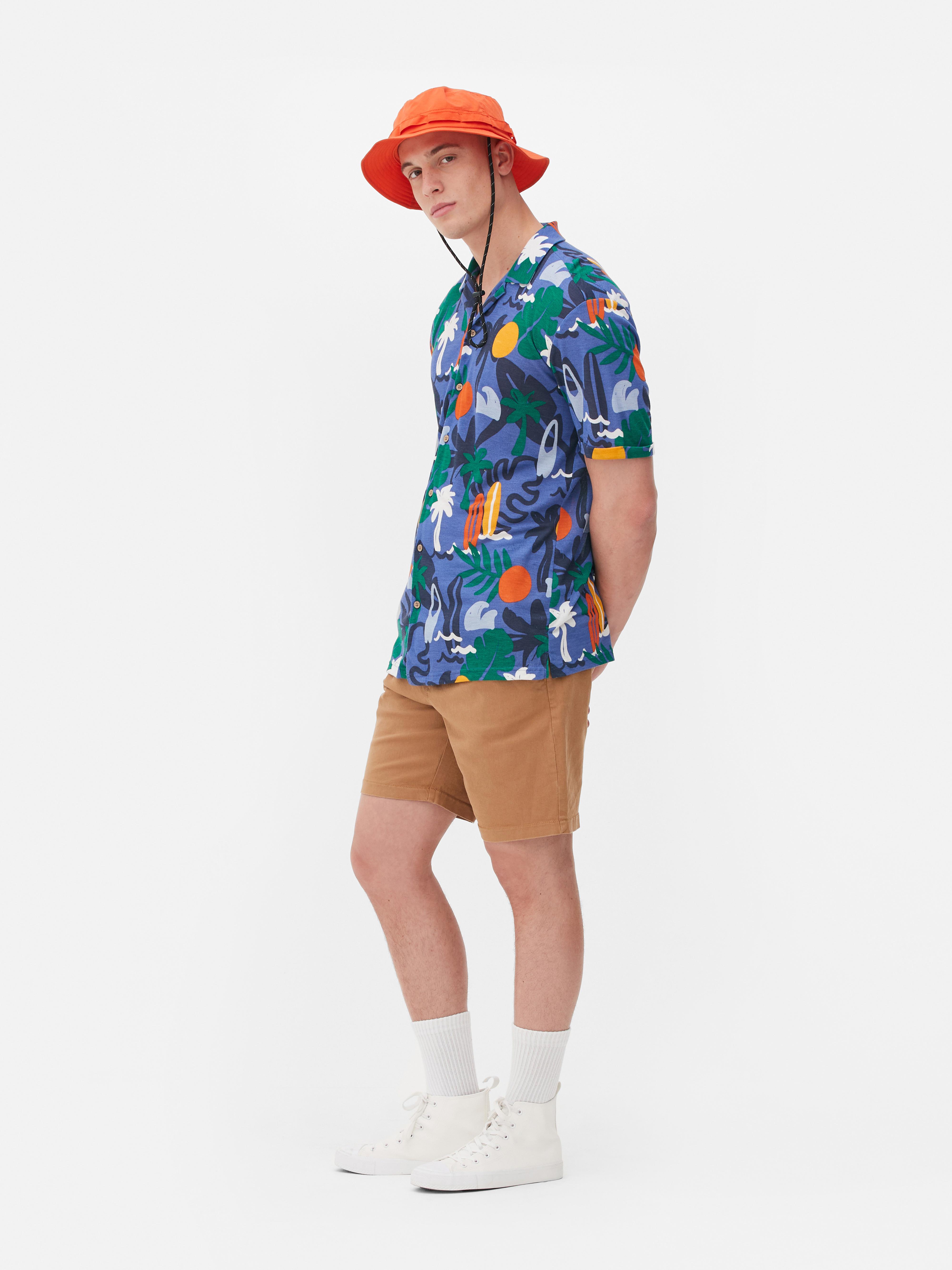 Piqué-Hemd mit tropischem Muster