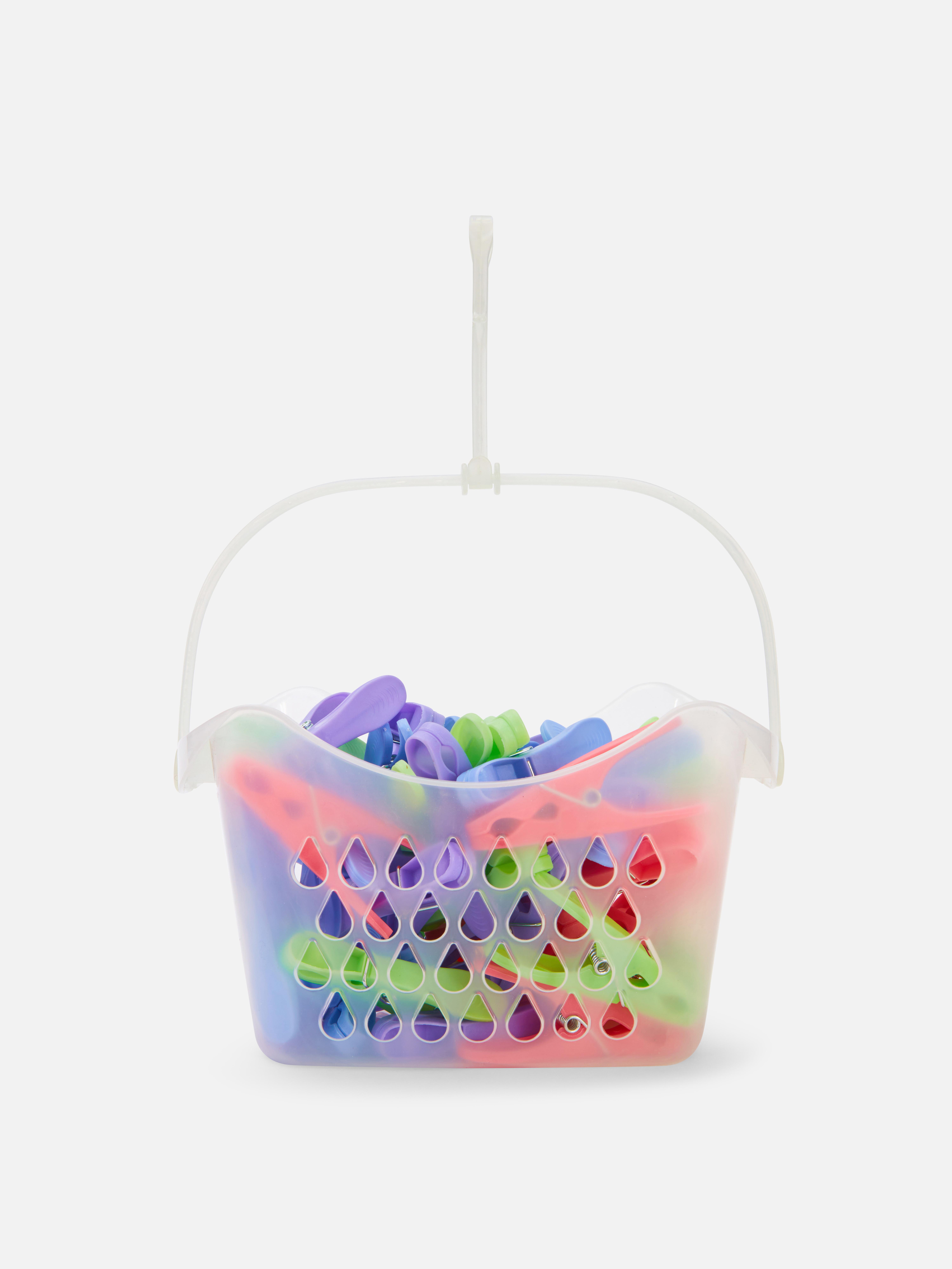 50pk Pegs With Hanging Basket
